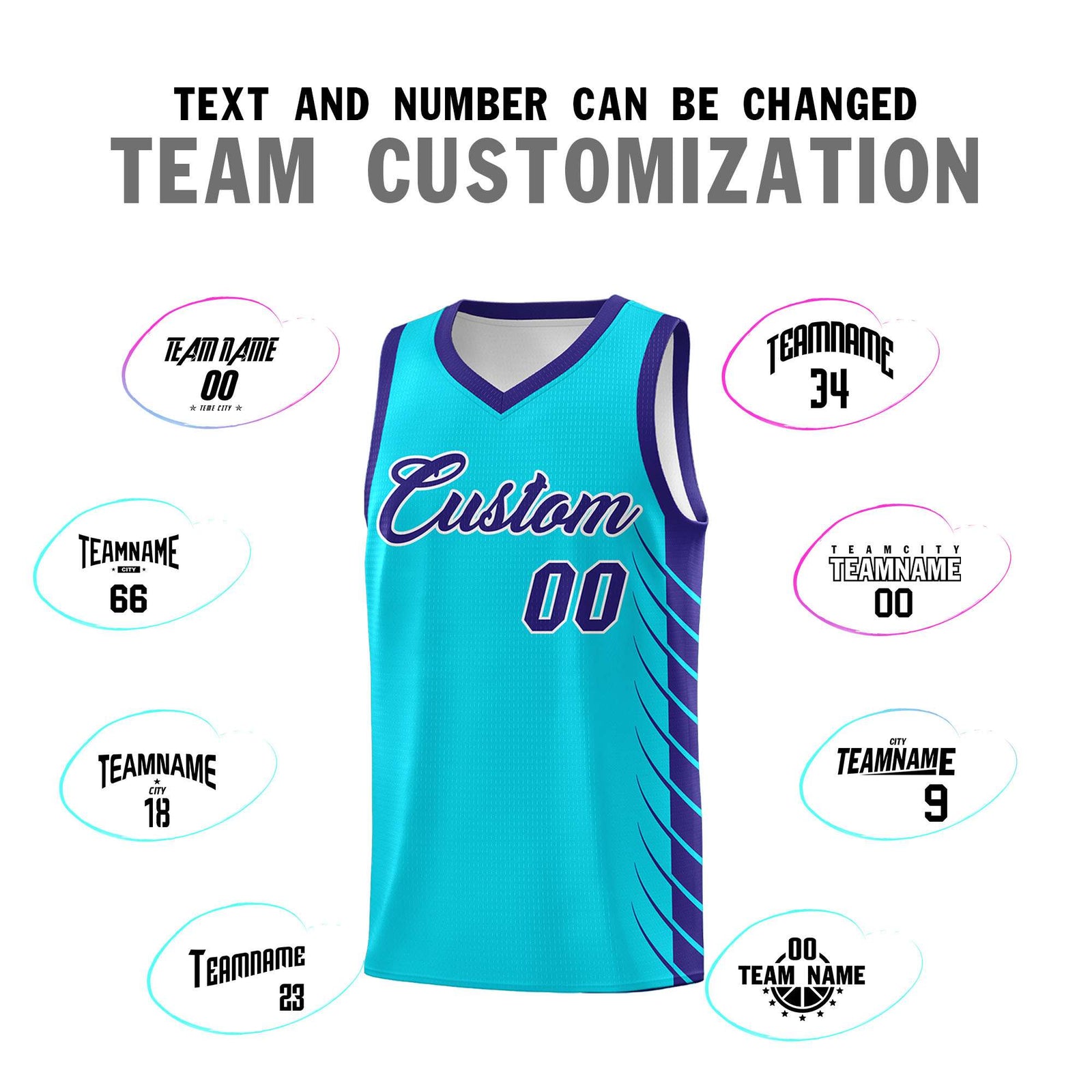 Custom Sky Blue Royal Personalized Side Symmetrical Line Pattern Sports Uniform Basketball Jersey