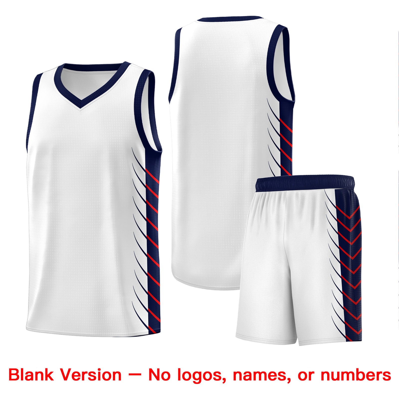 Custom White Navy Personalized Side Symmetrical Line Pattern Sports Uniform Basketball Jersey| KXKSHOP