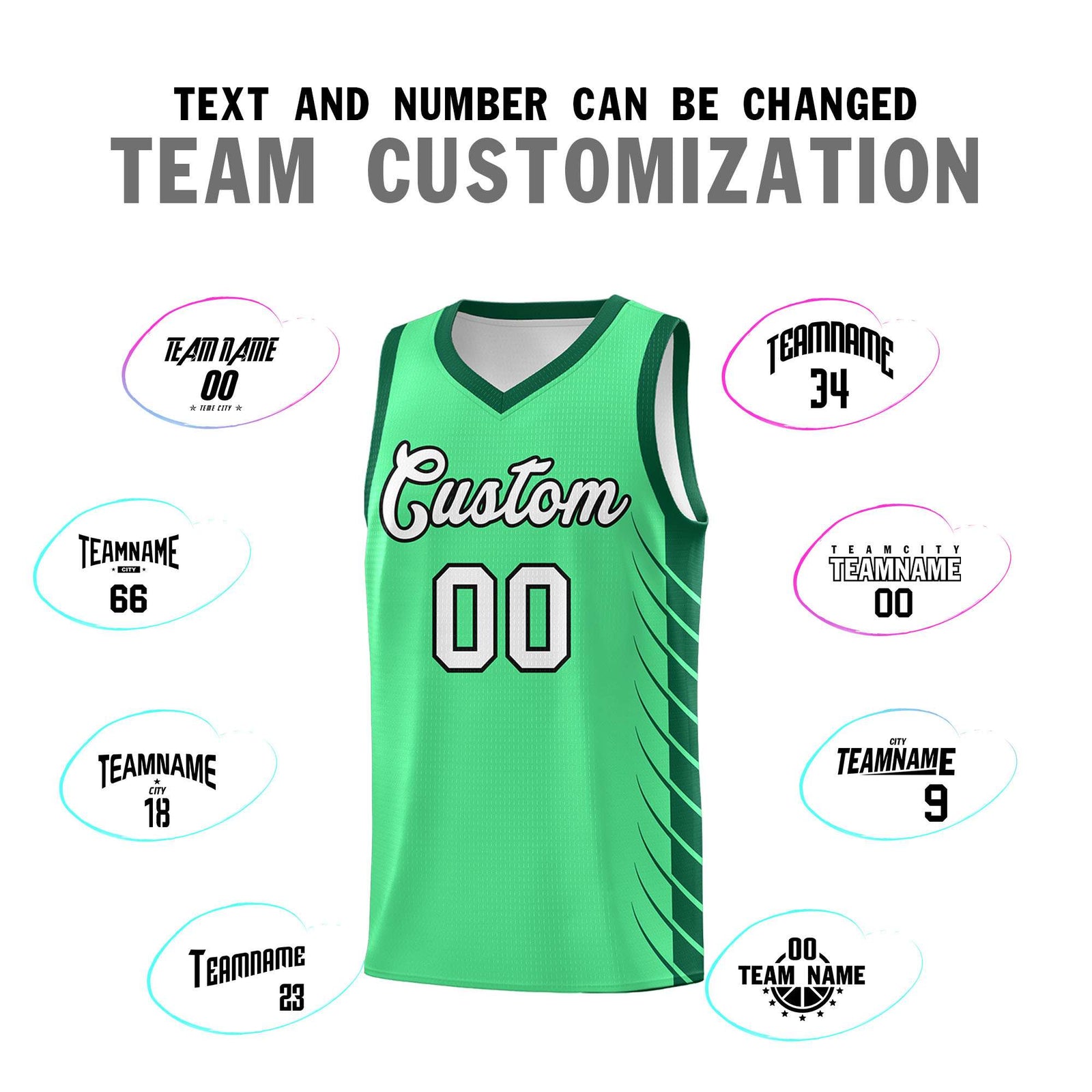 Custom Green Kelly Green Personalized Side Symmetrical Line Pattern Sports Uniform Basketball Jersey| KXKSHOP
