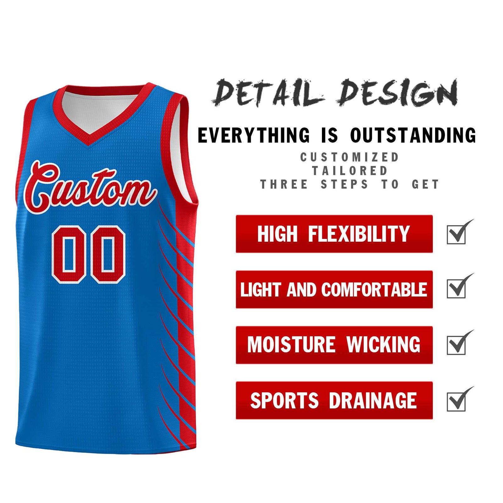 Custom Royal Red Personalized Side Symmetrical Line Pattern Sports Uniform Basketball Jersey| KXKSHOP