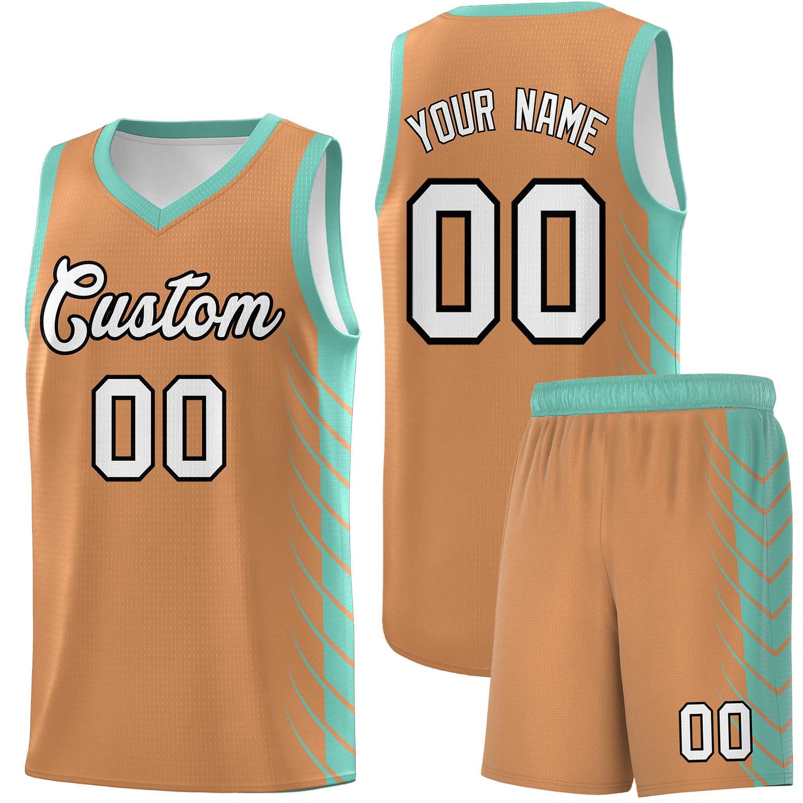 Custom Buckskin Brown Bright Green Personalized Side Symmetrical Line Pattern Sports Uniform Basketball Jersey| KXKSHOP