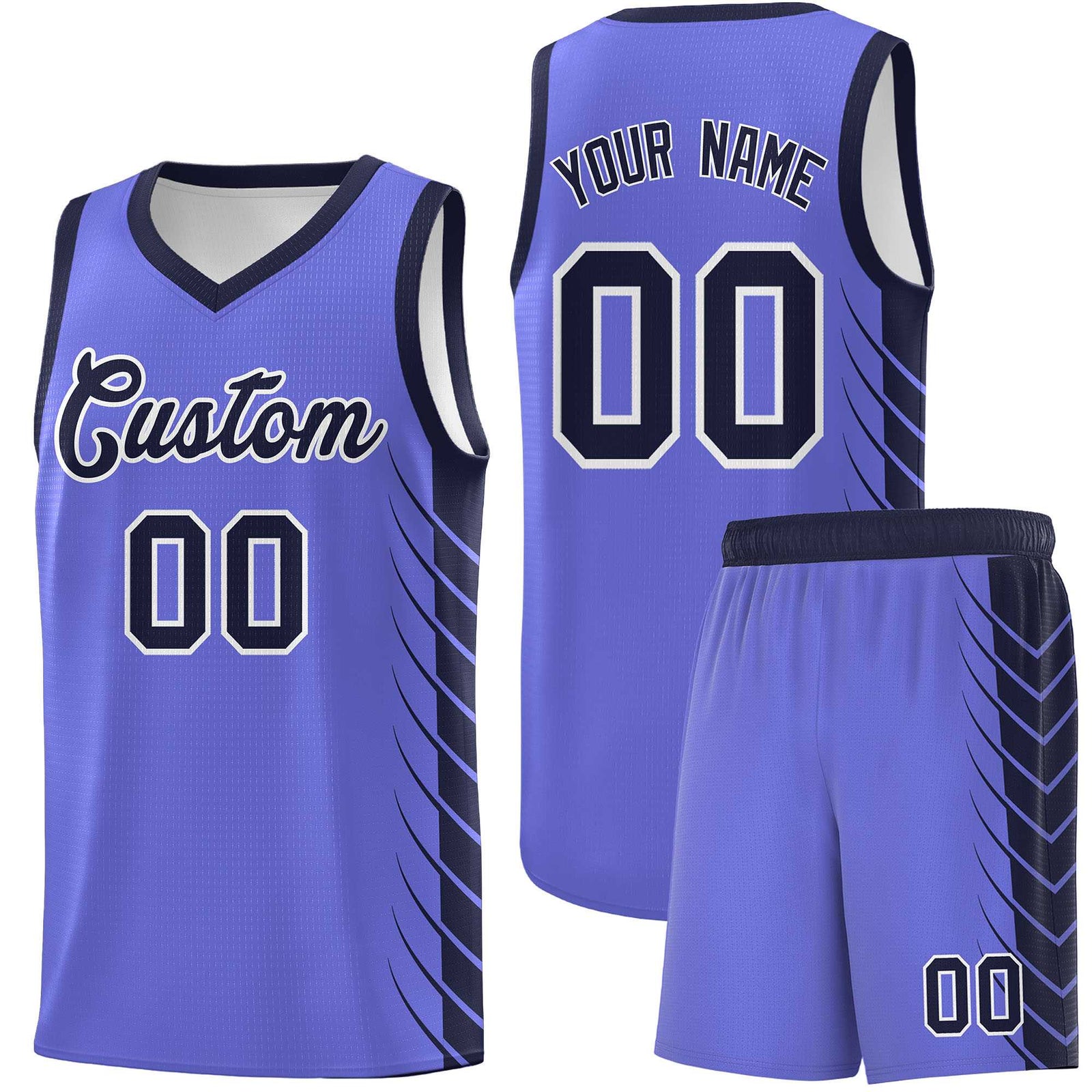 Custom Purple Navy Personalized Side Symmetrical Line Pattern Sports Uniform Basketball Jersey| KXKSHOP