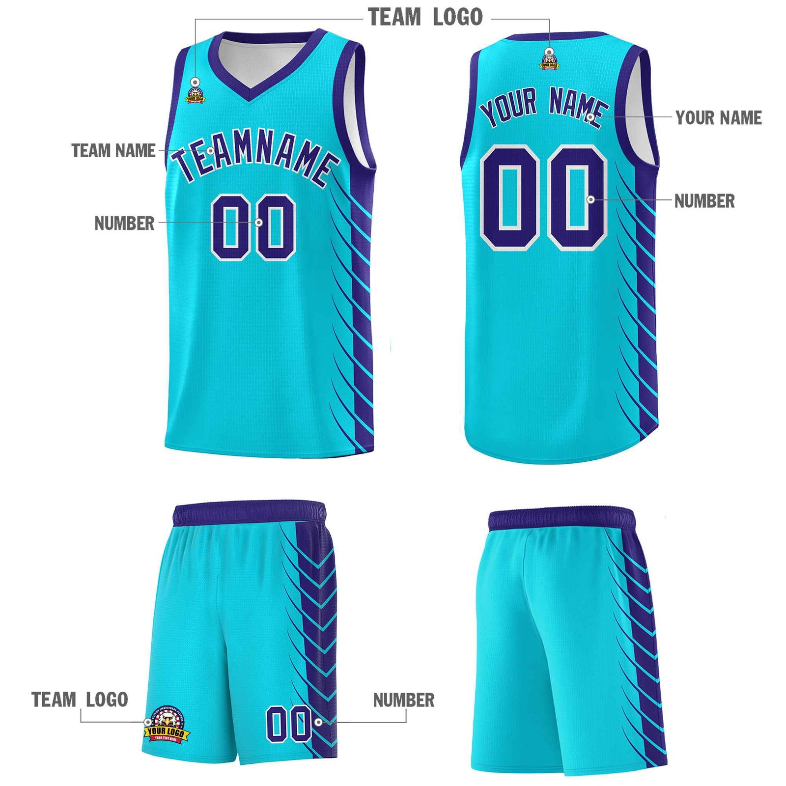 Custom Sky Blue Royal Personalized Side Symmetrical Line Pattern Sports Uniform Basketball Jersey