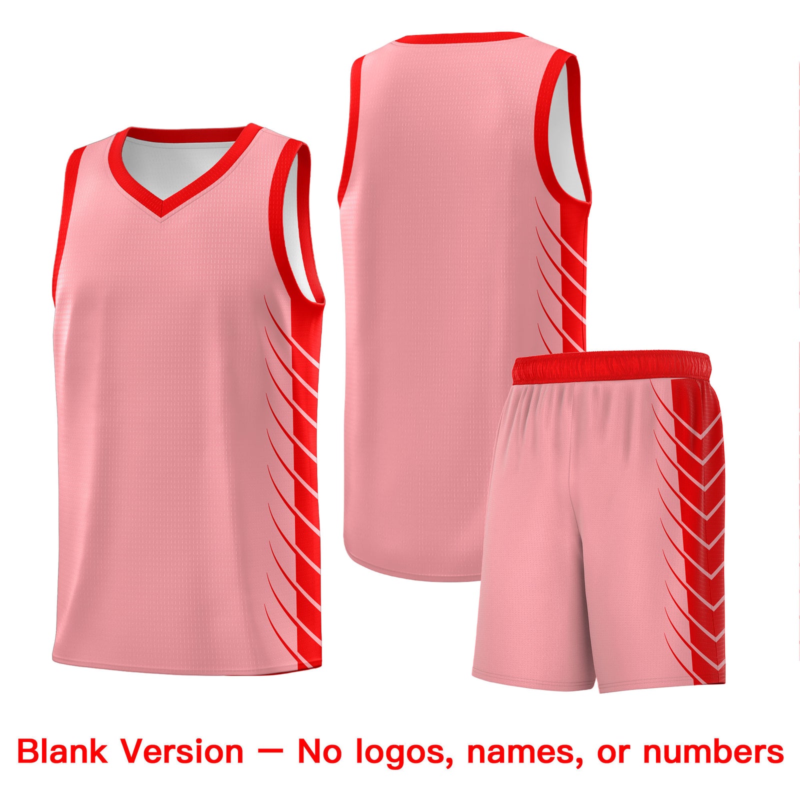 Custom Light Pink Light Red Personalized Side Symmetrical Line Pattern Sports Uniform Basketball Jersey