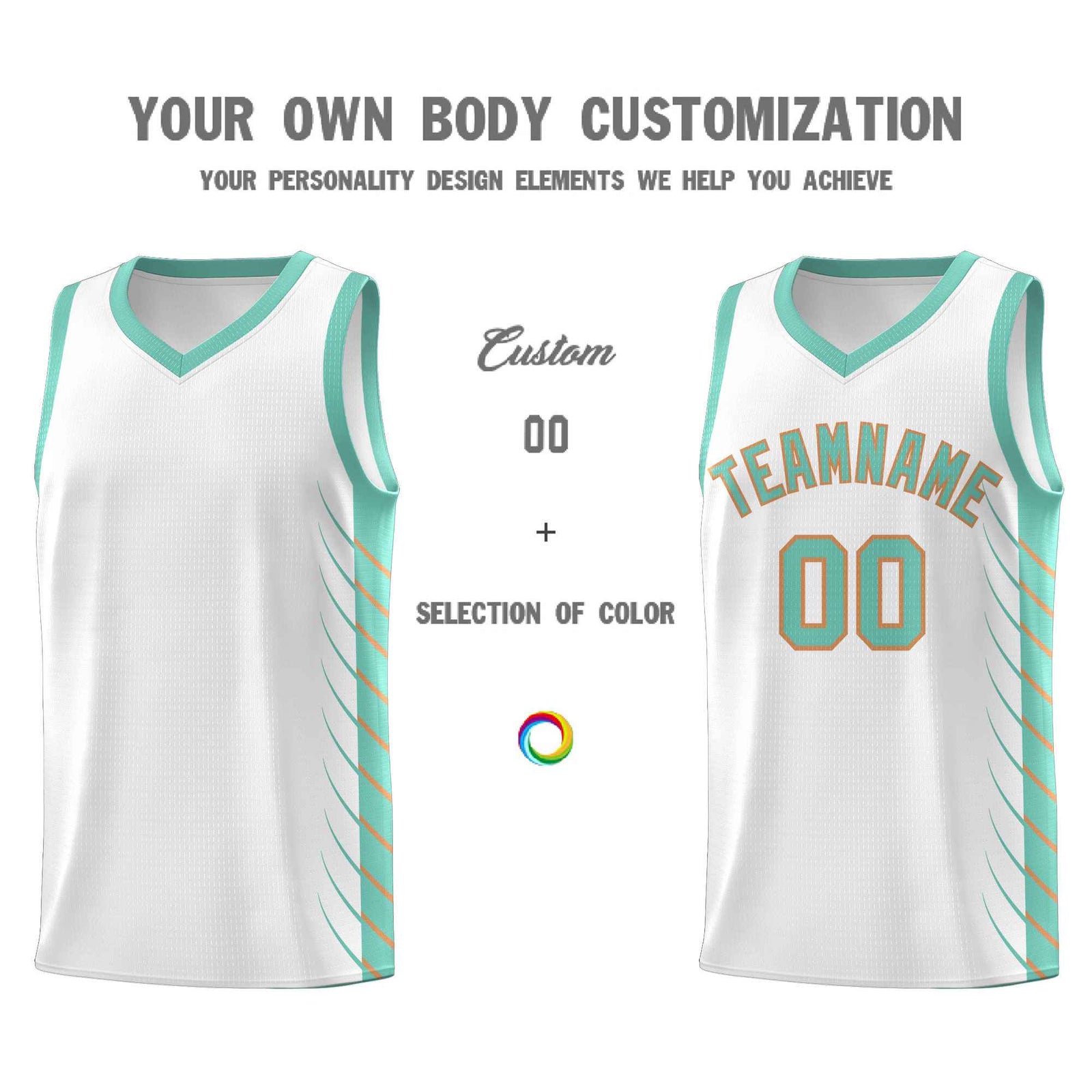 Custom White Bright Green Personalized Side Symmetrical Line Pattern Sports Uniform Basketball Jersey