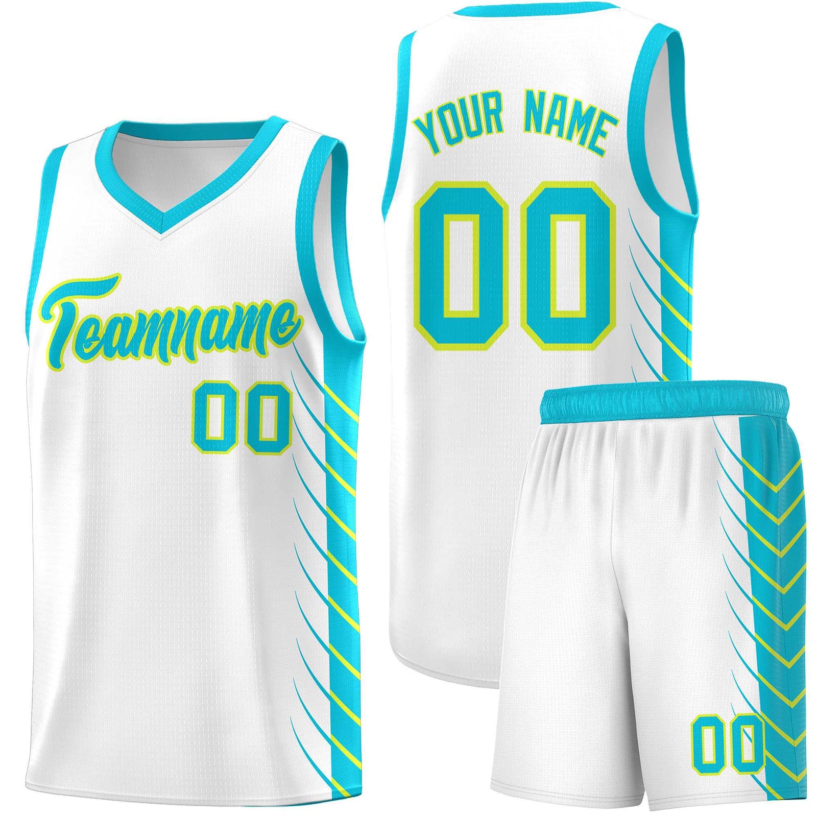 Custom White Sky Blue Personalized Side Symmetrical Line Pattern Sports Uniform Basketball Jersey