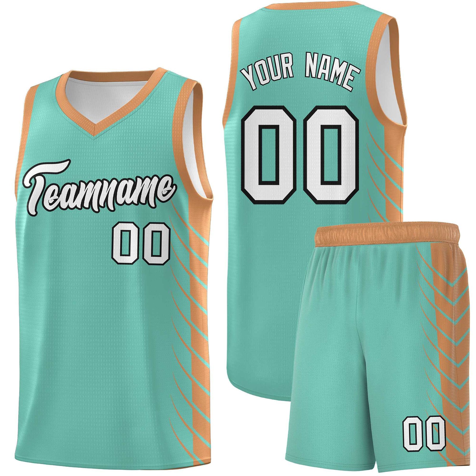 Custom Bright Green Buckskin Brown Personalized Side Symmetrical Line Pattern Sports Uniform Basketball Jersey