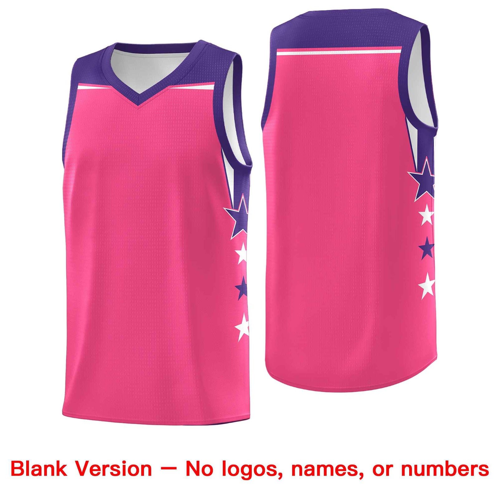 Custom Youth Basketball Uniform Pink Purple Two Tone Side Star Add Name Number & Logo