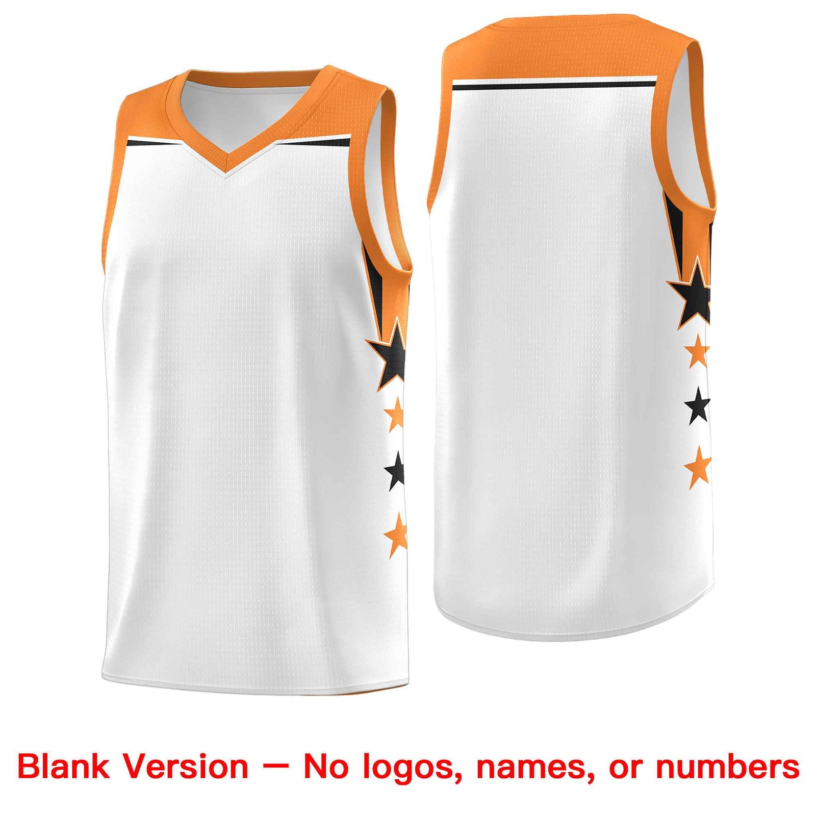 Custom Youth Basketball Uniform White Gold Orange Two Tone Side Star Color Block Team Jersey