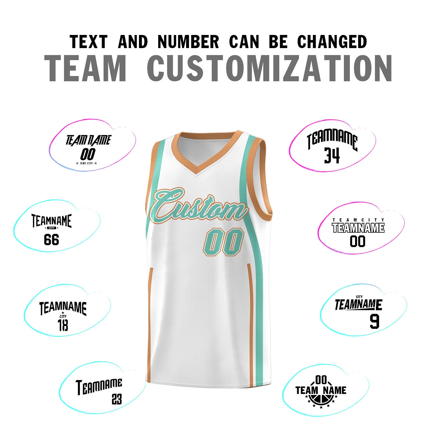 Custom White Bright Green-Buckskin Brown Ribbon Pattern Basketball Kits