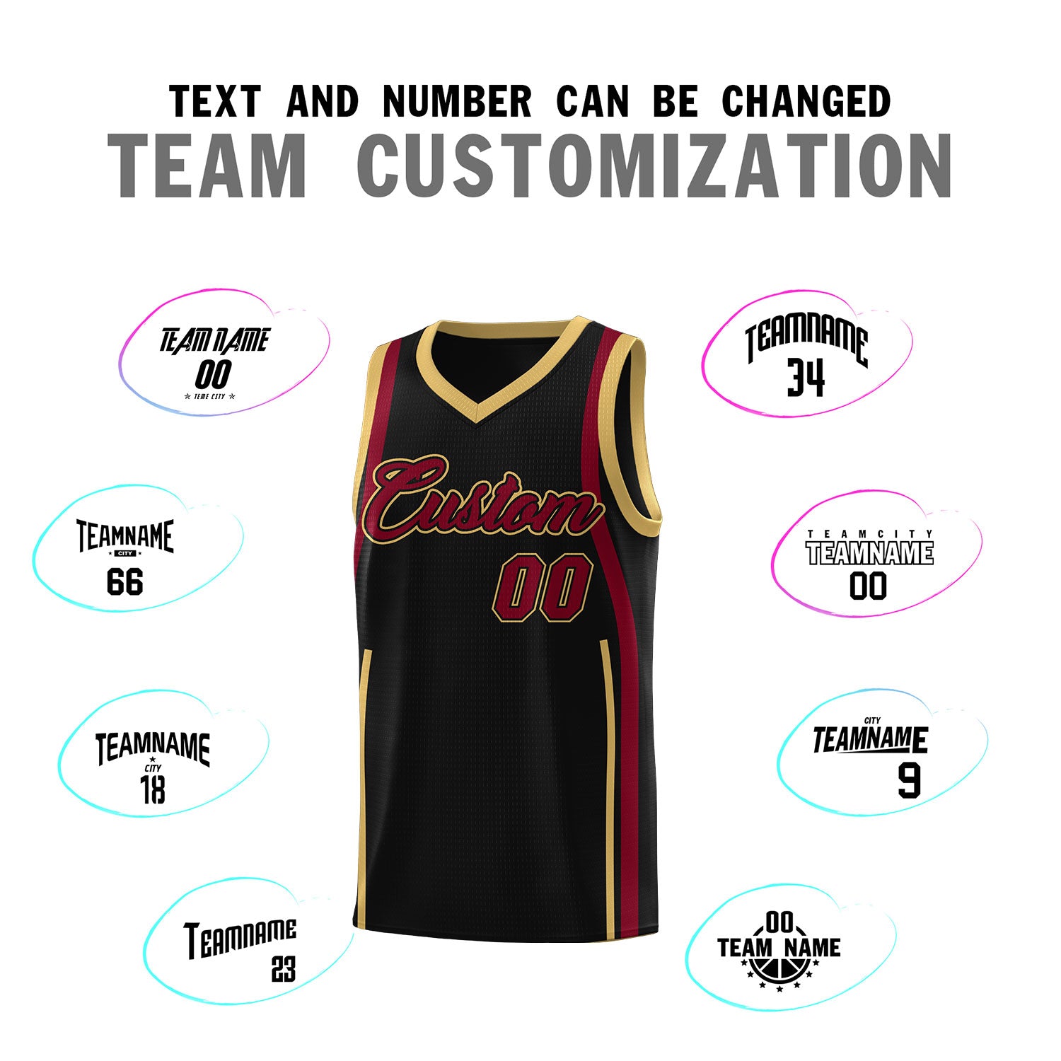 Custom Black Crimson-Old Gold Ribbon Pattern Basketball Kits