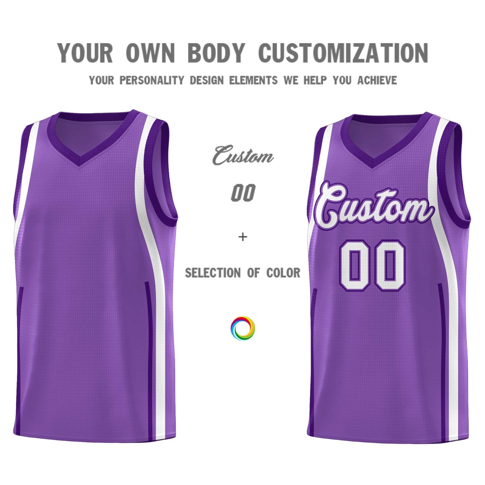 Custom Light Purple Purple AND White Basketball Jersey