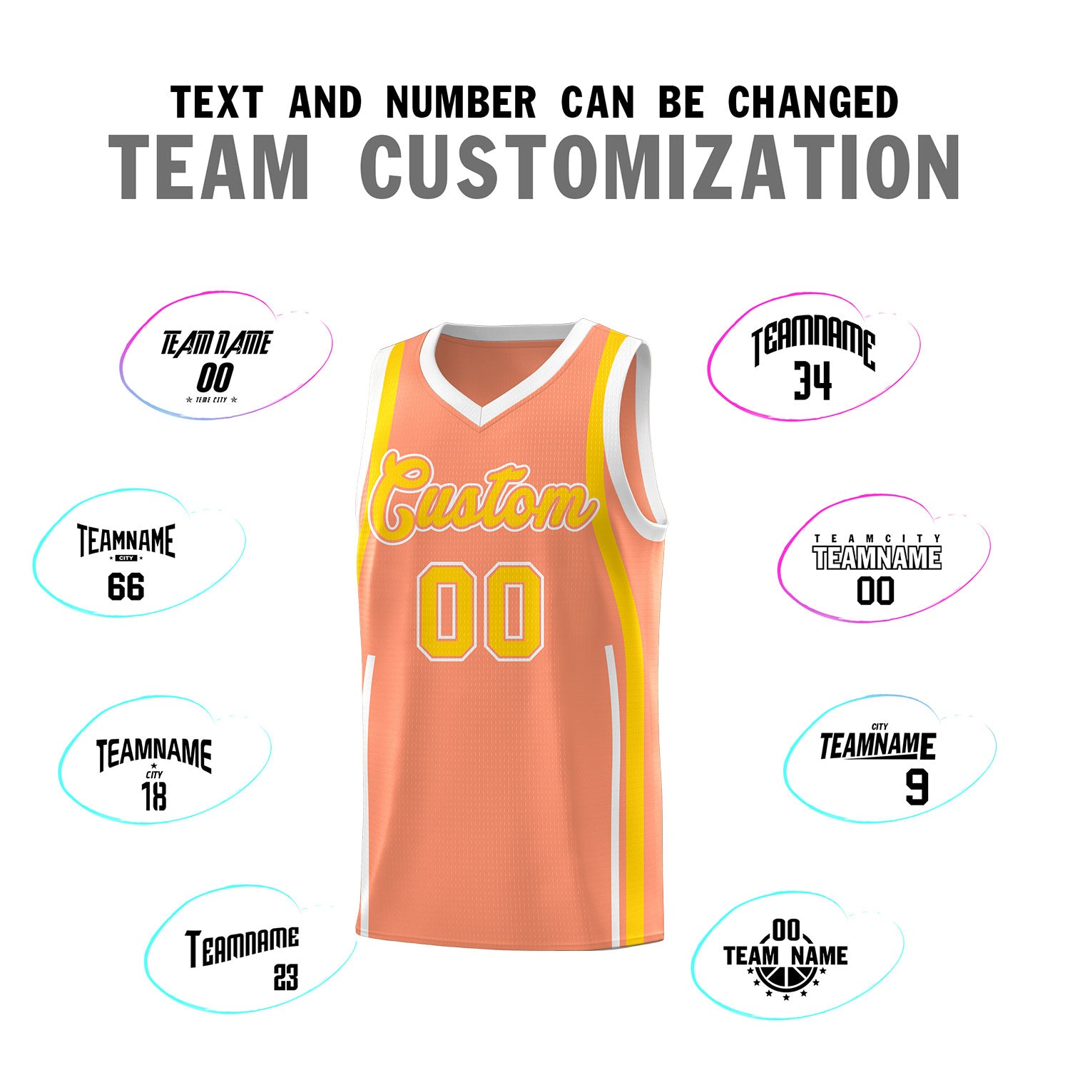 Custom Light Orange Gold AND White Basketball Jersey