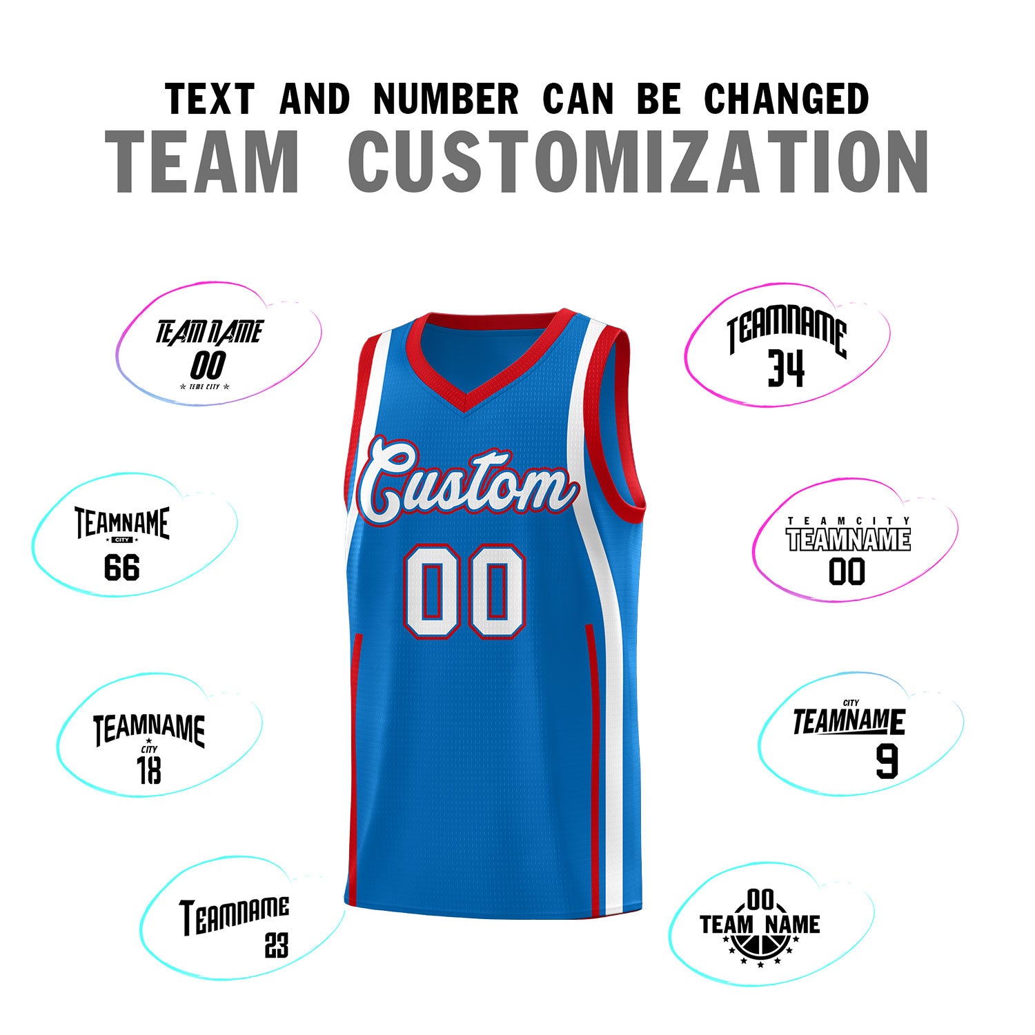 Custom Royal Red AND White Basketball Jersey