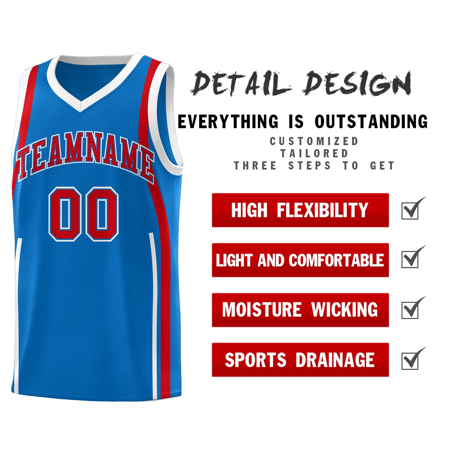 Custom Royal Red-White Ribbon Pattern Basketball Kits