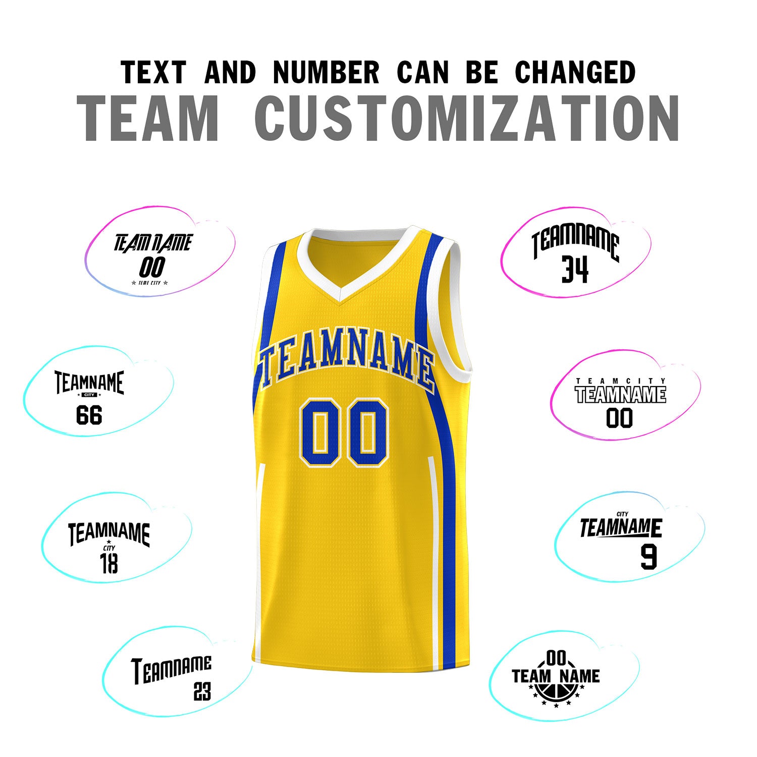 Custom Gold Royal-White Ribbon Pattern Basketball Kits