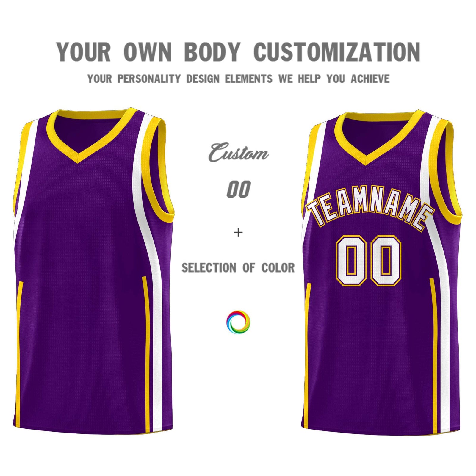 Custom Purple White-Gold Ribbon Pattern Basketball Kits