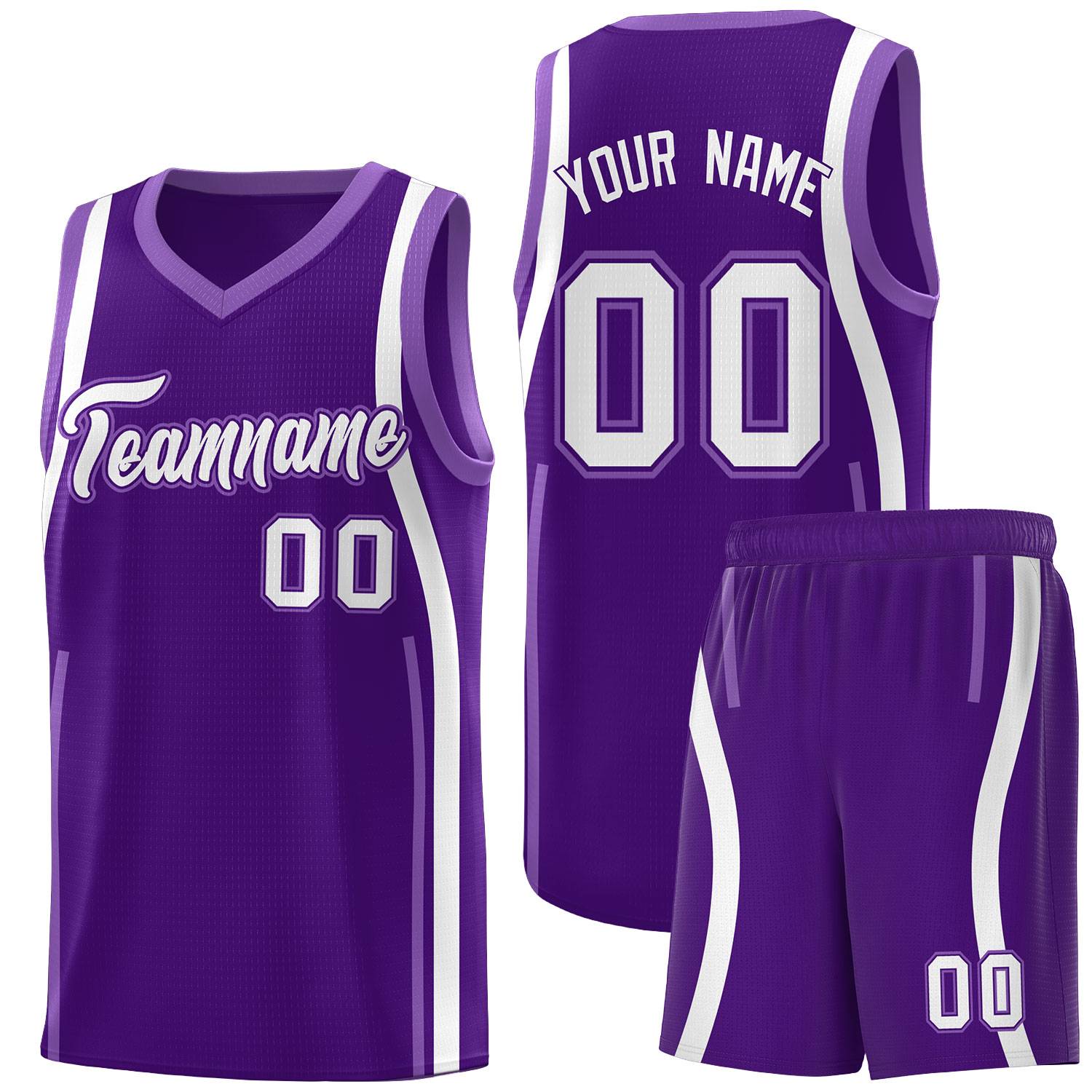 Custom Purple Light Purple-White Ribbon Pattern Basketball Kits