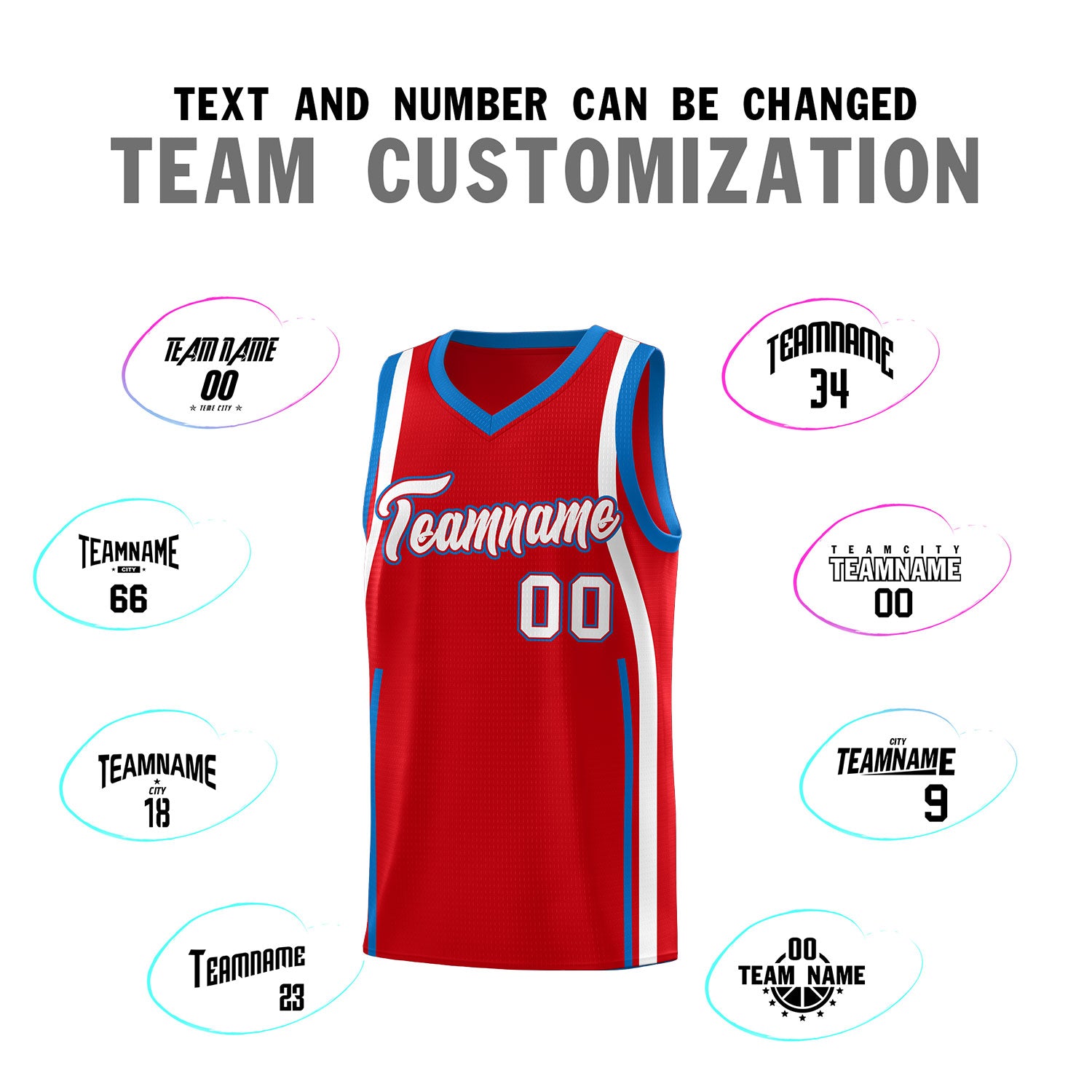 Custom Red Royal-White Ribbon Pattern Basketball Kits
