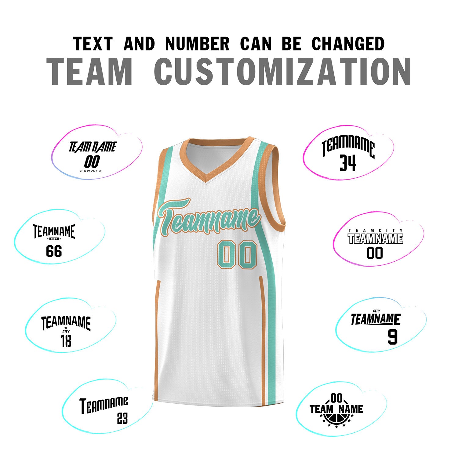 Custom White Bright Green-Buckskin Brown Ribbon Pattern Basketball Kits