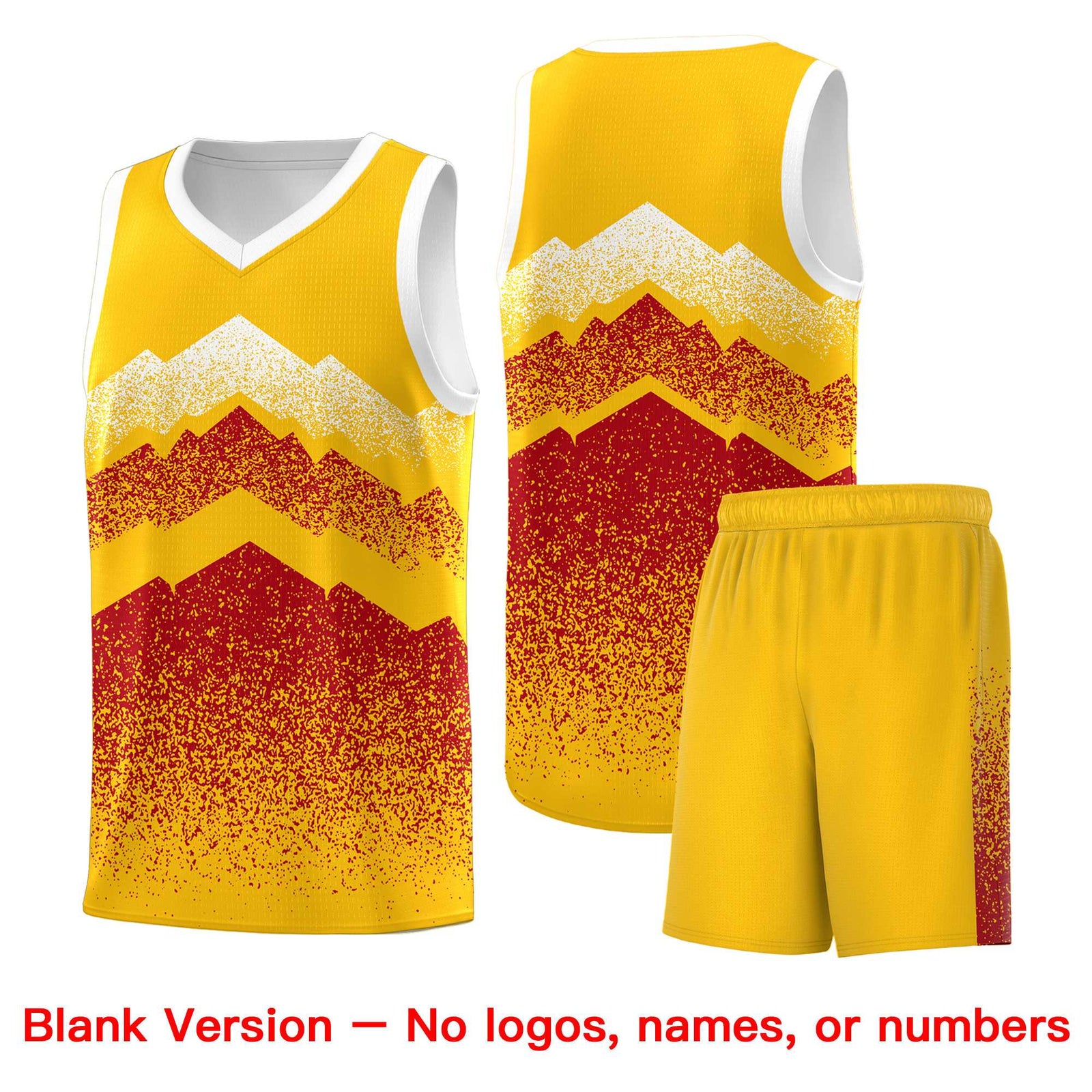 Personalized Youth Basketball Jerseys Gold Red Gradient Mountain Design Uniforms