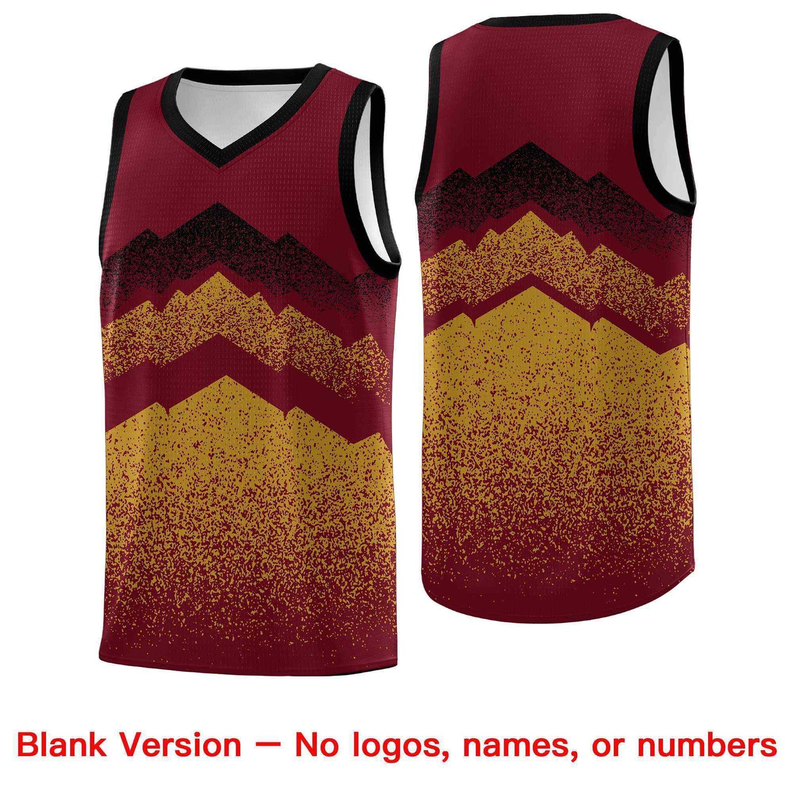 Personalized Youth Basketball Jerseys Crimson Old Gold Gradient Mountain Design Uniforms