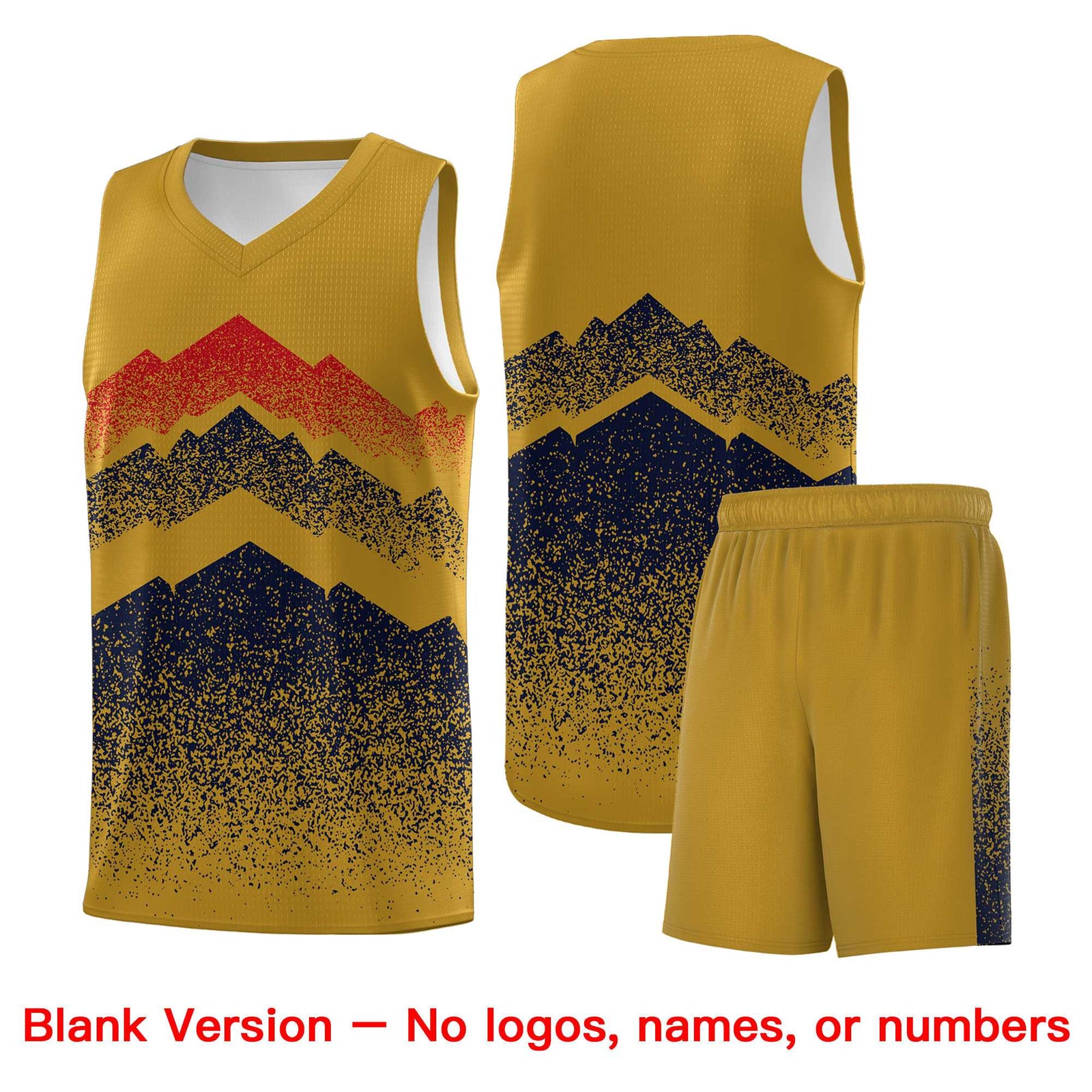 Personalized Youth Basketball Jerseys Old Gold Navy Gradient Mountain Design Uniforms