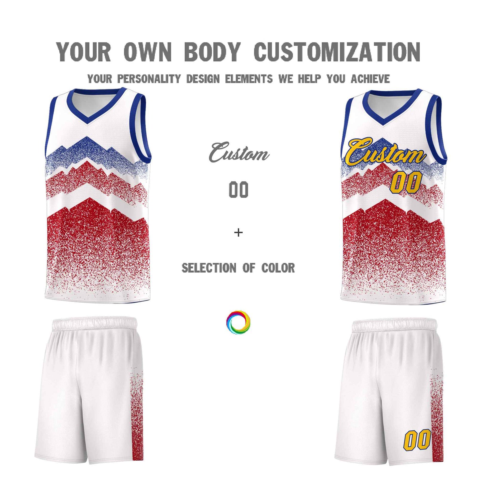 Custom Youth Basketball Jerseys White Red Gradient Mountain Design Uniforms