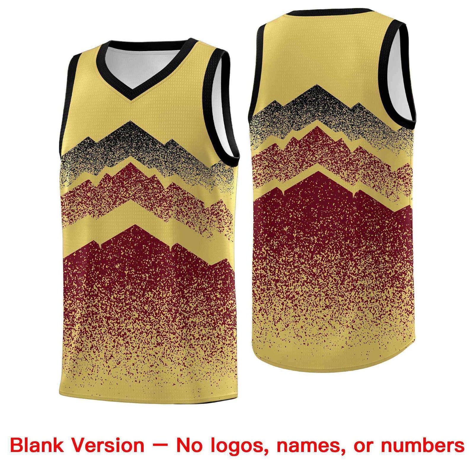 Personalized Youth Basketball Jerseys Khaki Crimson Gradient Mountain Design Uniforms
