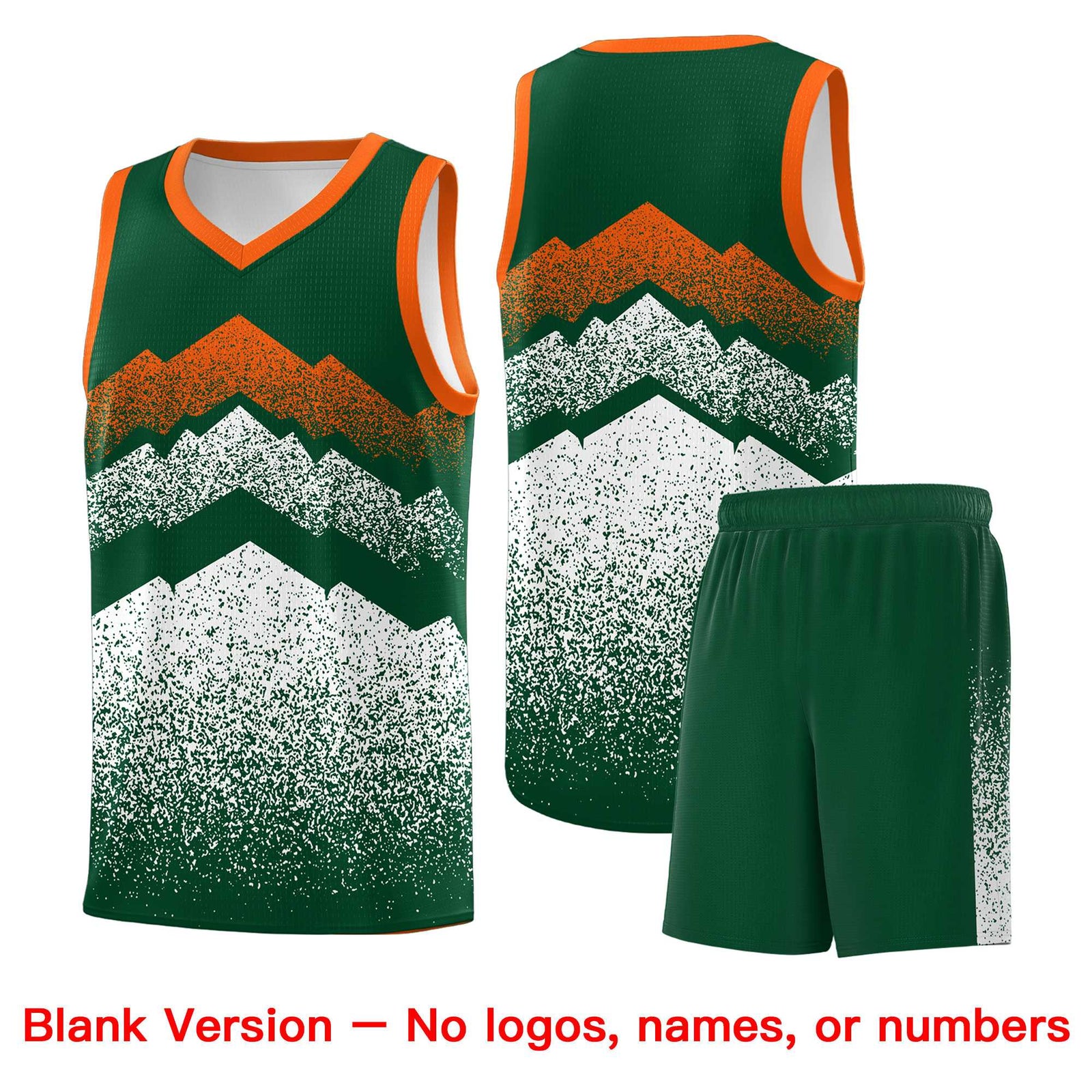 Personalized Youth Basketball Jerseys Green White Gradient Mountain Design Uniforms