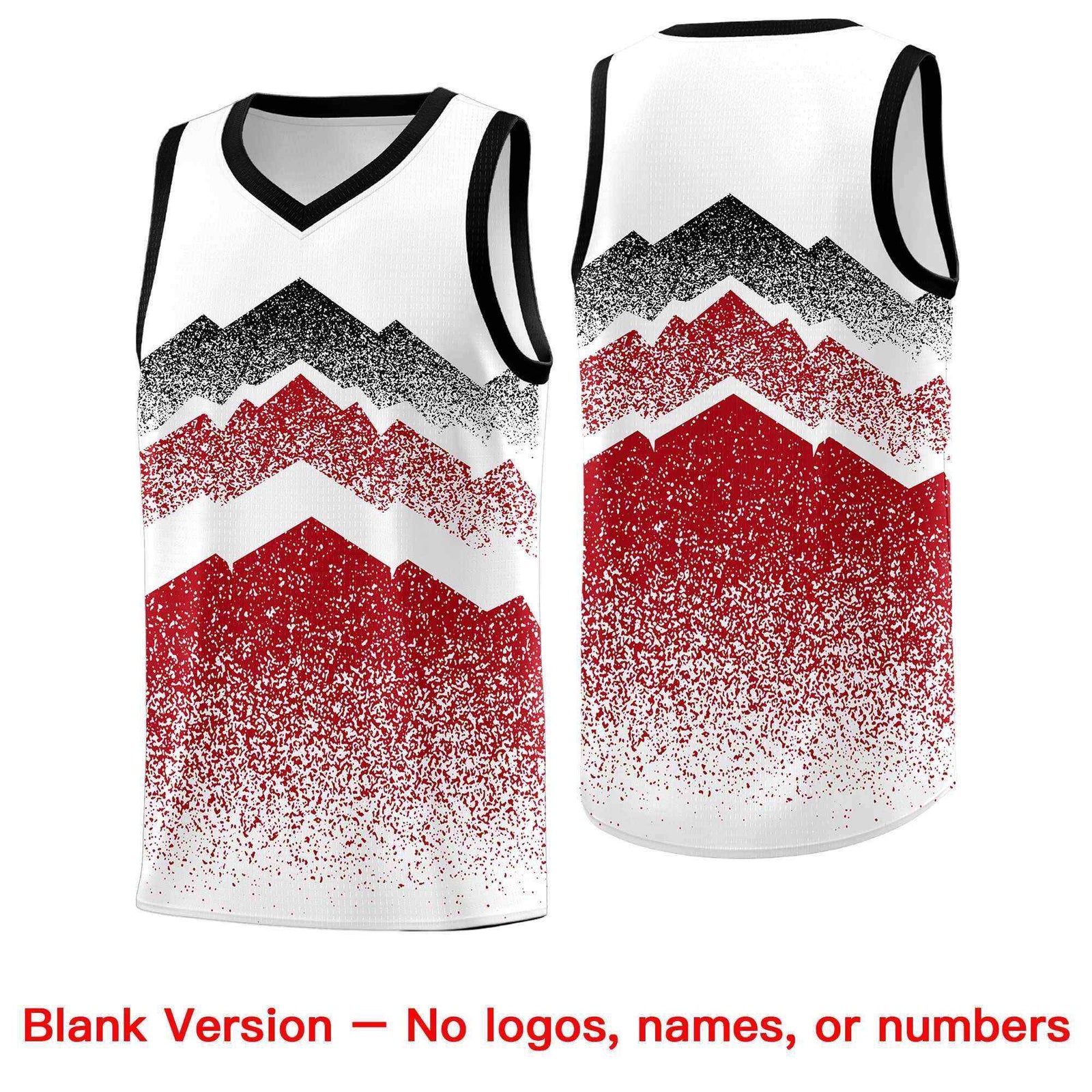 Personalized Youth Basketball Jerseys White Red Gradient Mountain Design Uniforms