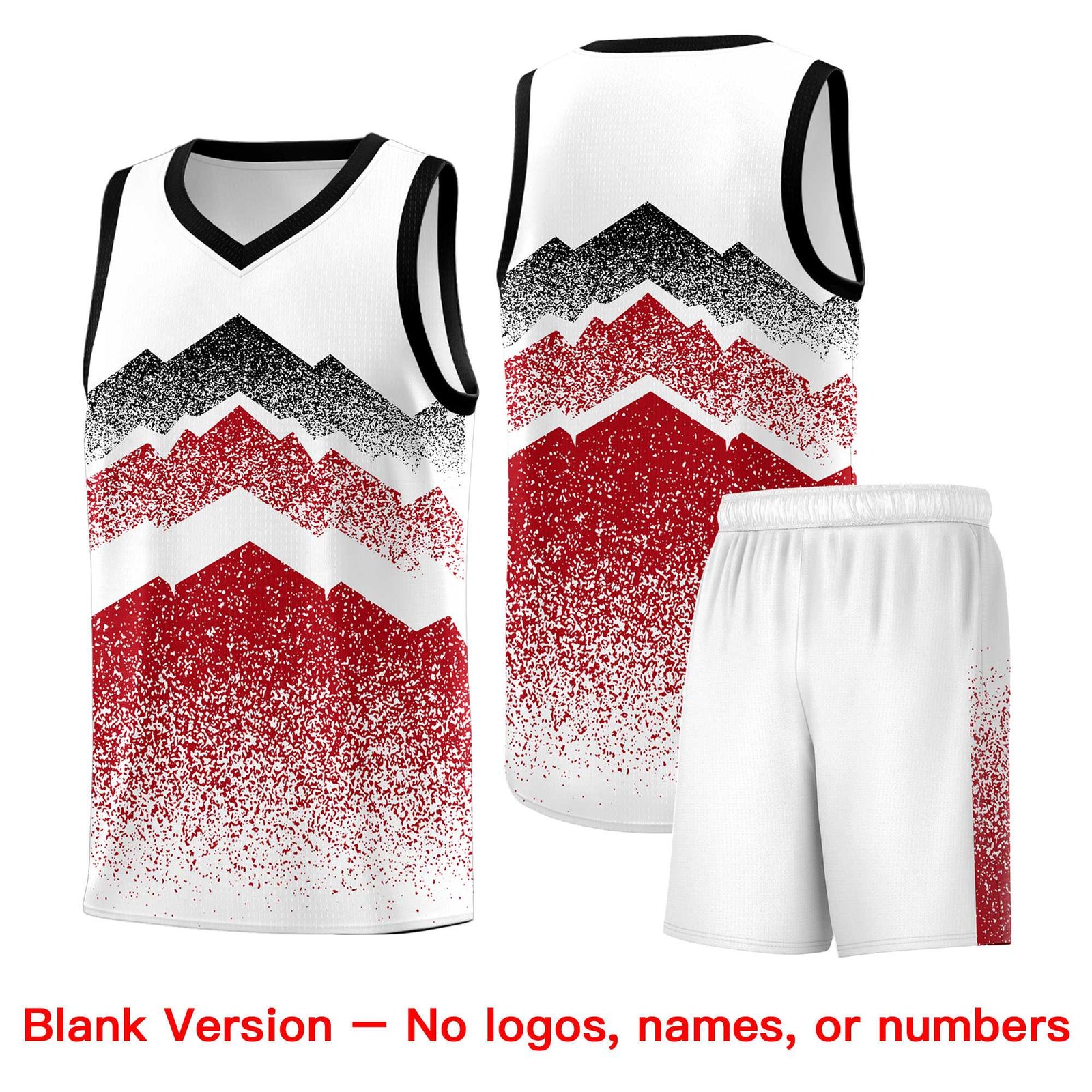 Personalized Youth Basketball Jerseys White Red Gradient Mountain Design Uniforms