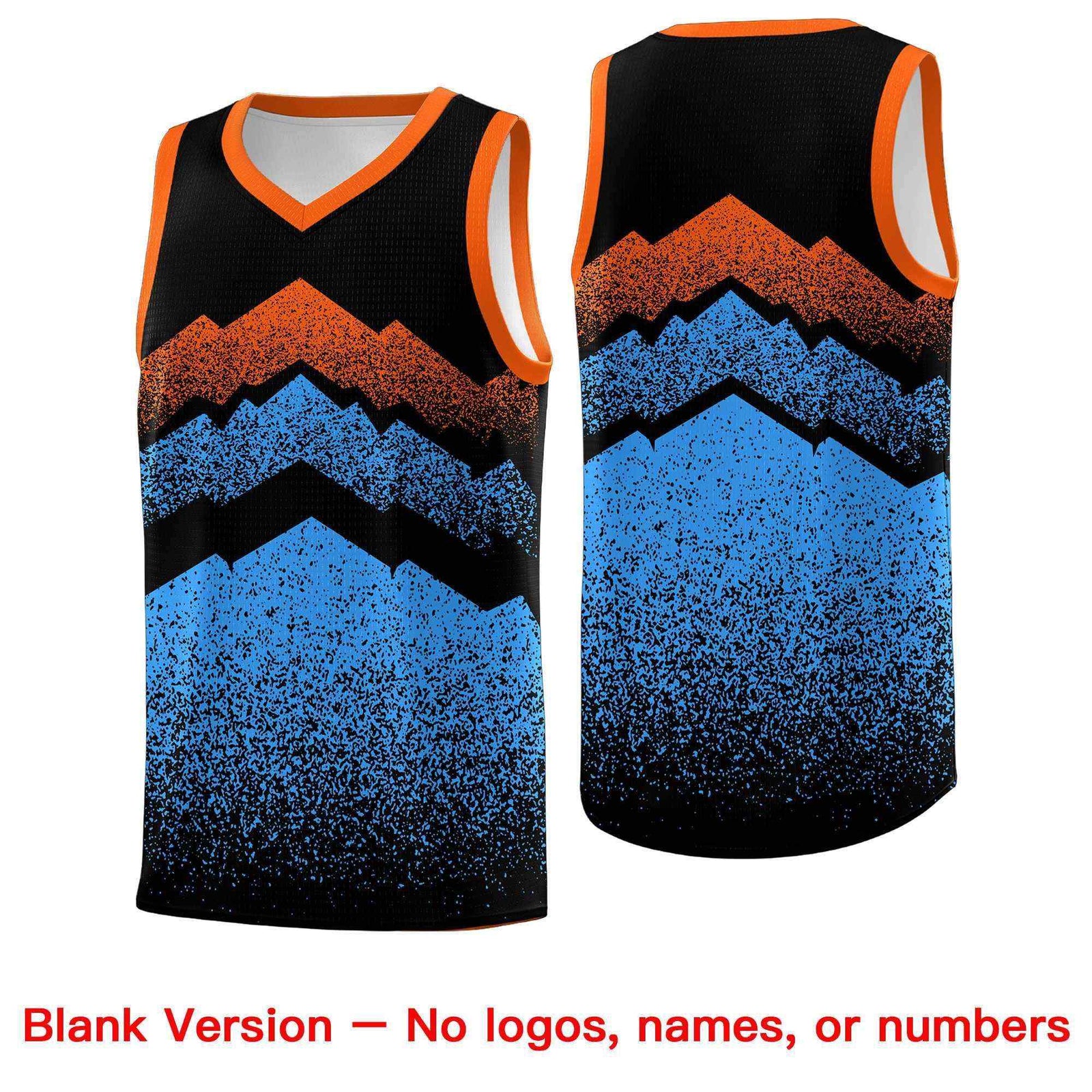 Personalized Youth Basketball Jerseys Black Powder Blue Gradient Mountain Design Uniforms