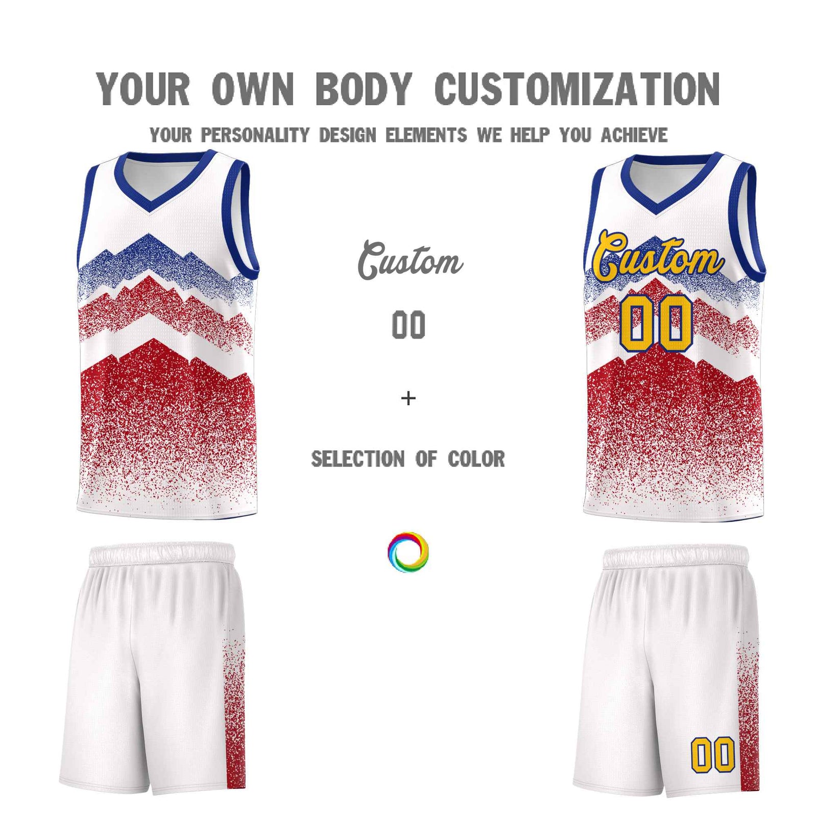 Custom Youth Basketball Jerseys White Red Gradient Mountain Design Uniforms