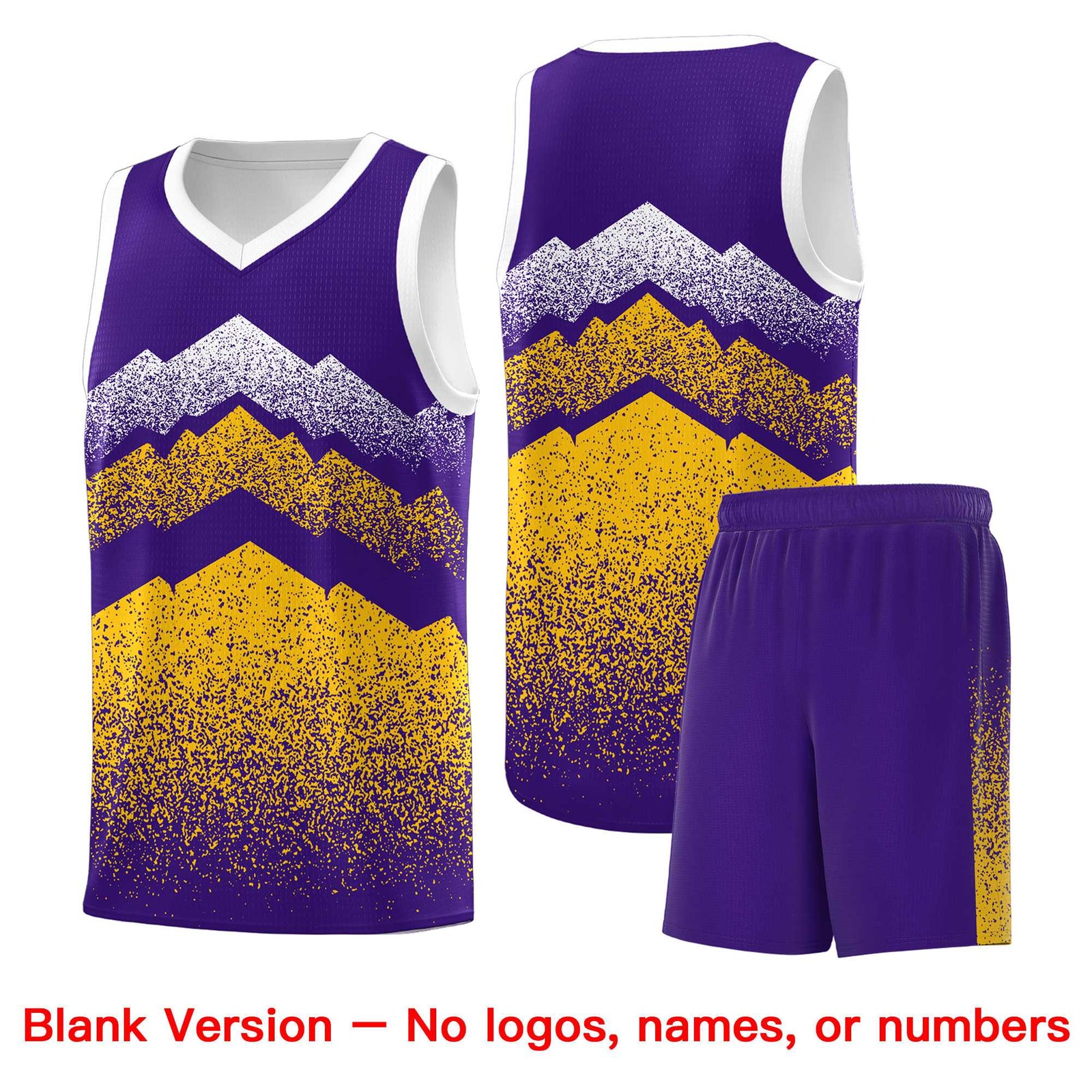 Personalized Youth Basketball Jerseys Purple Gold Gradient Mountain Design Uniforms