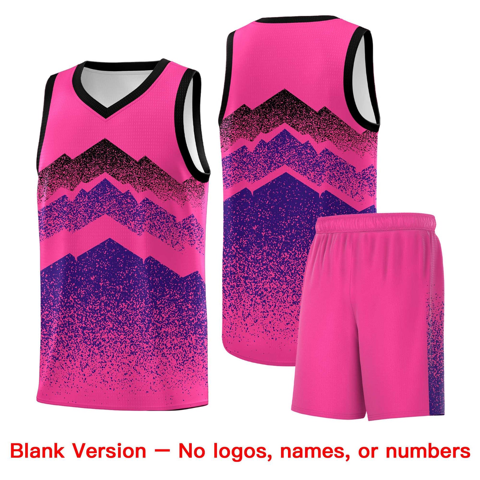 Personalized Youth Basketball Jerseys Pink Purple Gradient Mountain Design Uniforms