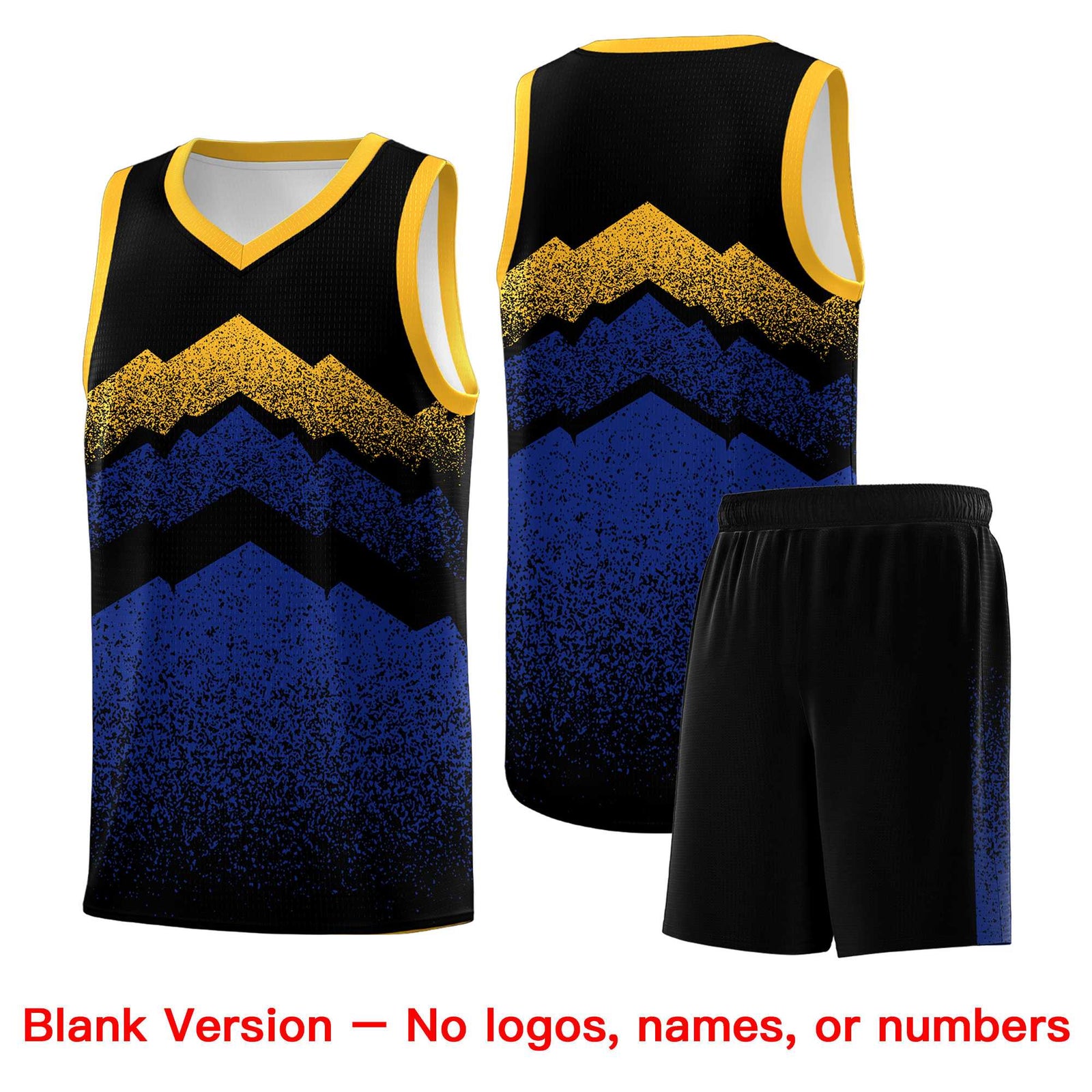 Personalized Youth Basketball Jerseys Black Royal Gradient Mountain Design Uniforms