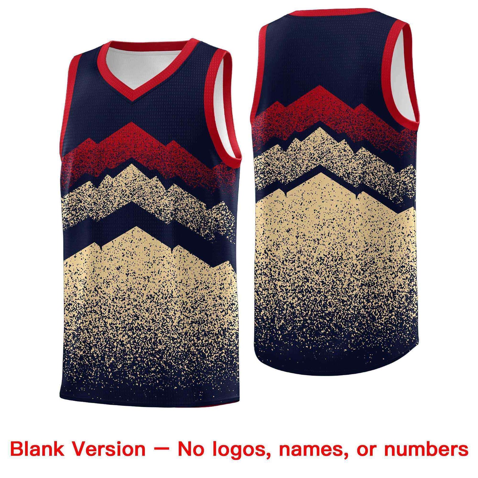 Personalized Youth Basketball Jerseys Navy Khaki Gradient Mountain Design Uniforms