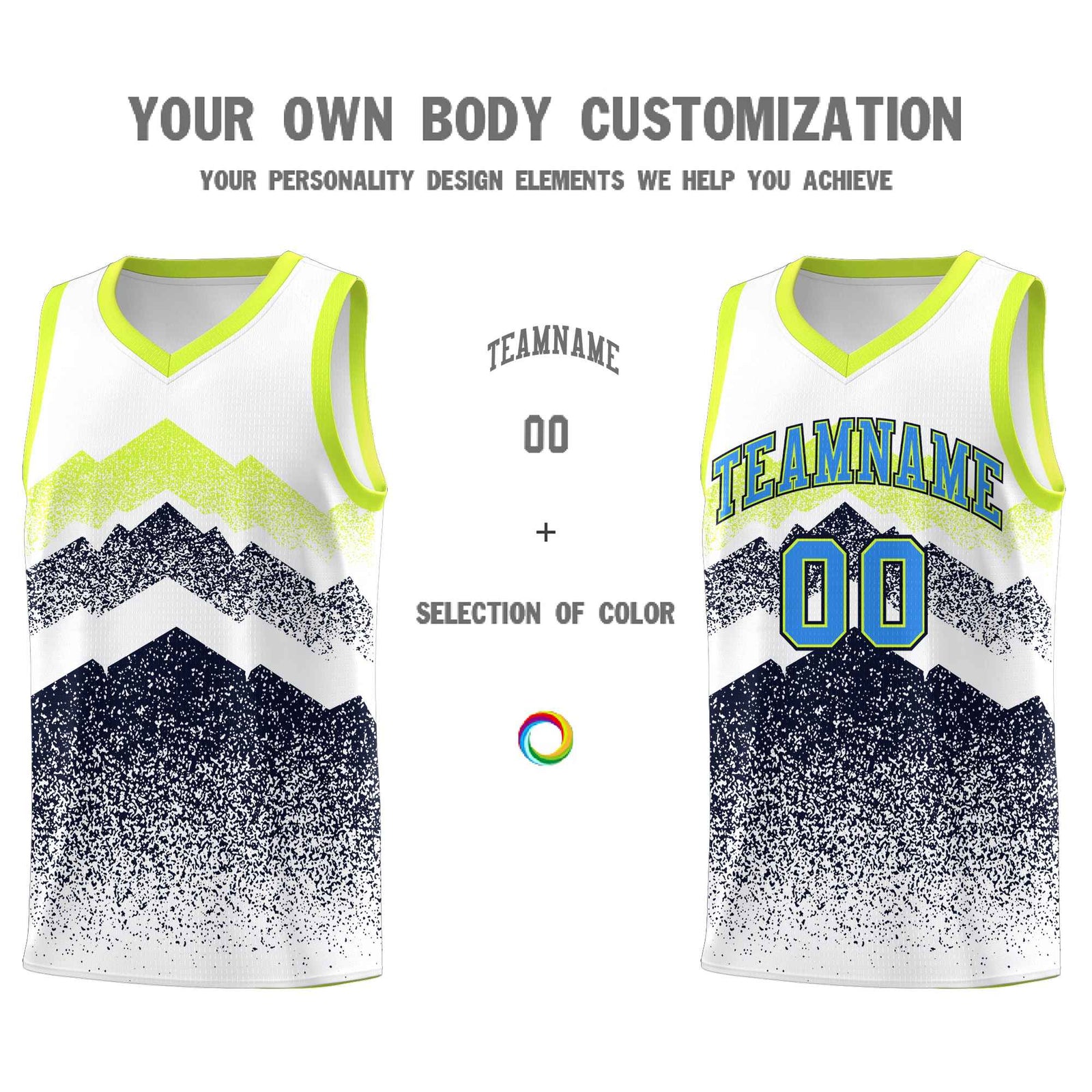 Personalized Youth Basketball Jerseys White Navy Gradient Mountain Design Uniforms