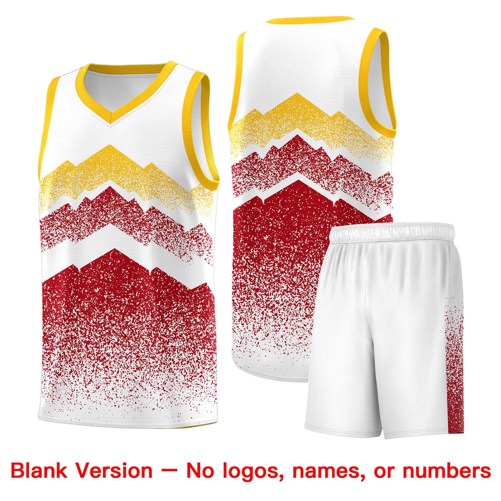 Custom Youth Basketball Jerseys White Red Gradient Mountain Design Uniforms