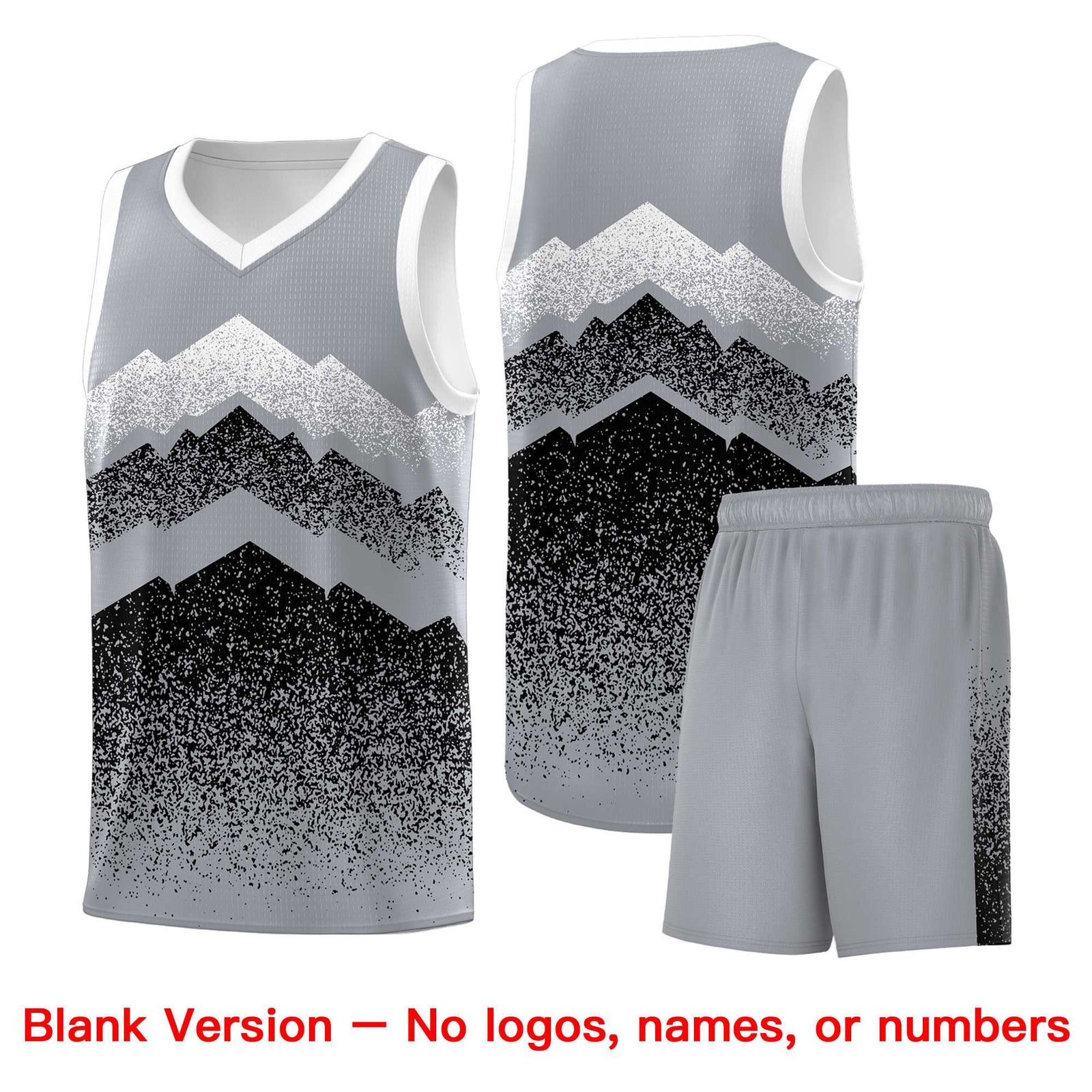 Personalized Youth Basketball Jerseys Gray Black Gradient Mountain Design Uniforms