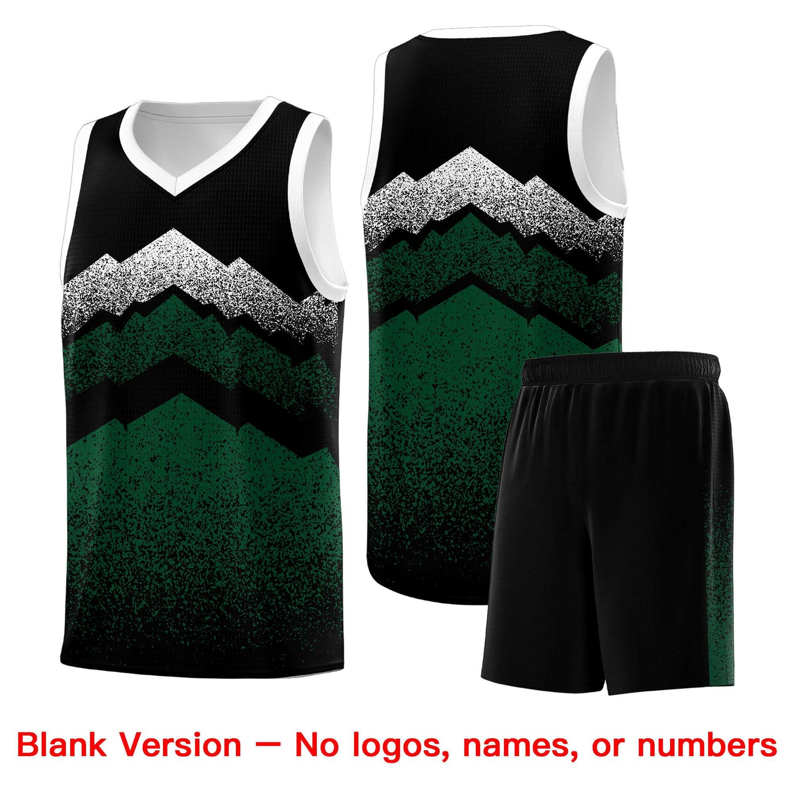 Personalized Youth Basketball Jerseys Black Green Gradient Mountain Design Uniforms