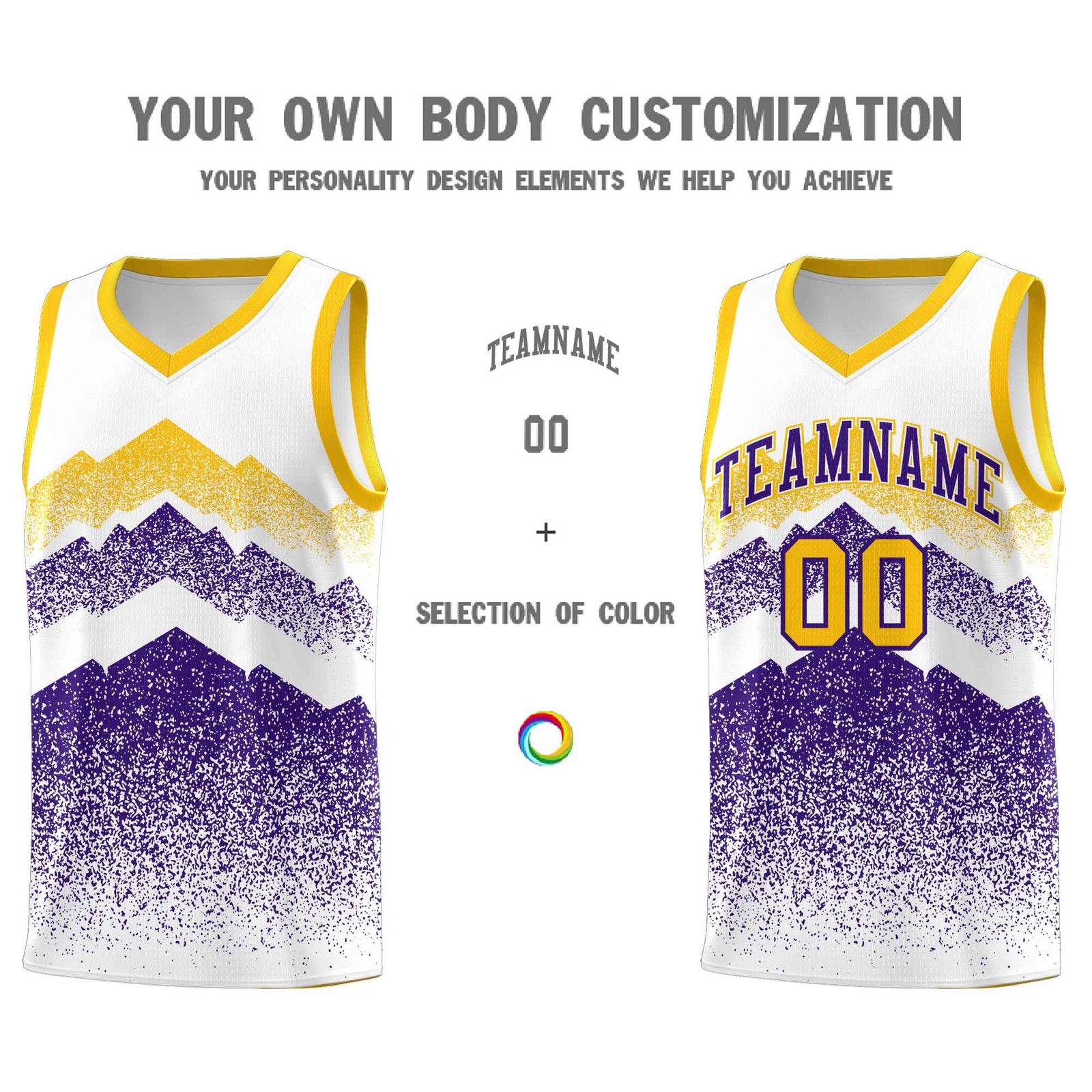 Custom Youth Basketball Jerseys White Purple Gradient Mountain Design Uniforms