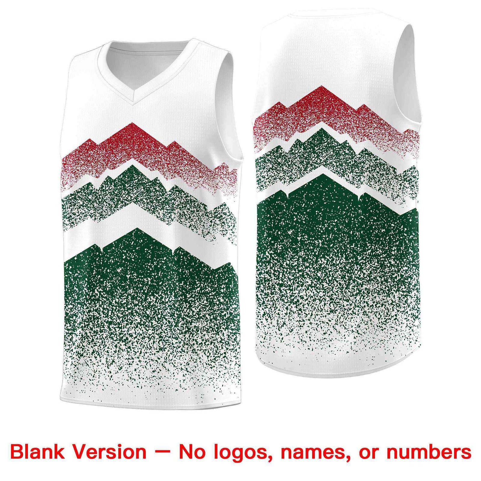 Custom Youth Basketball Jerseys White Green Gradient Mountain Design Uniforms