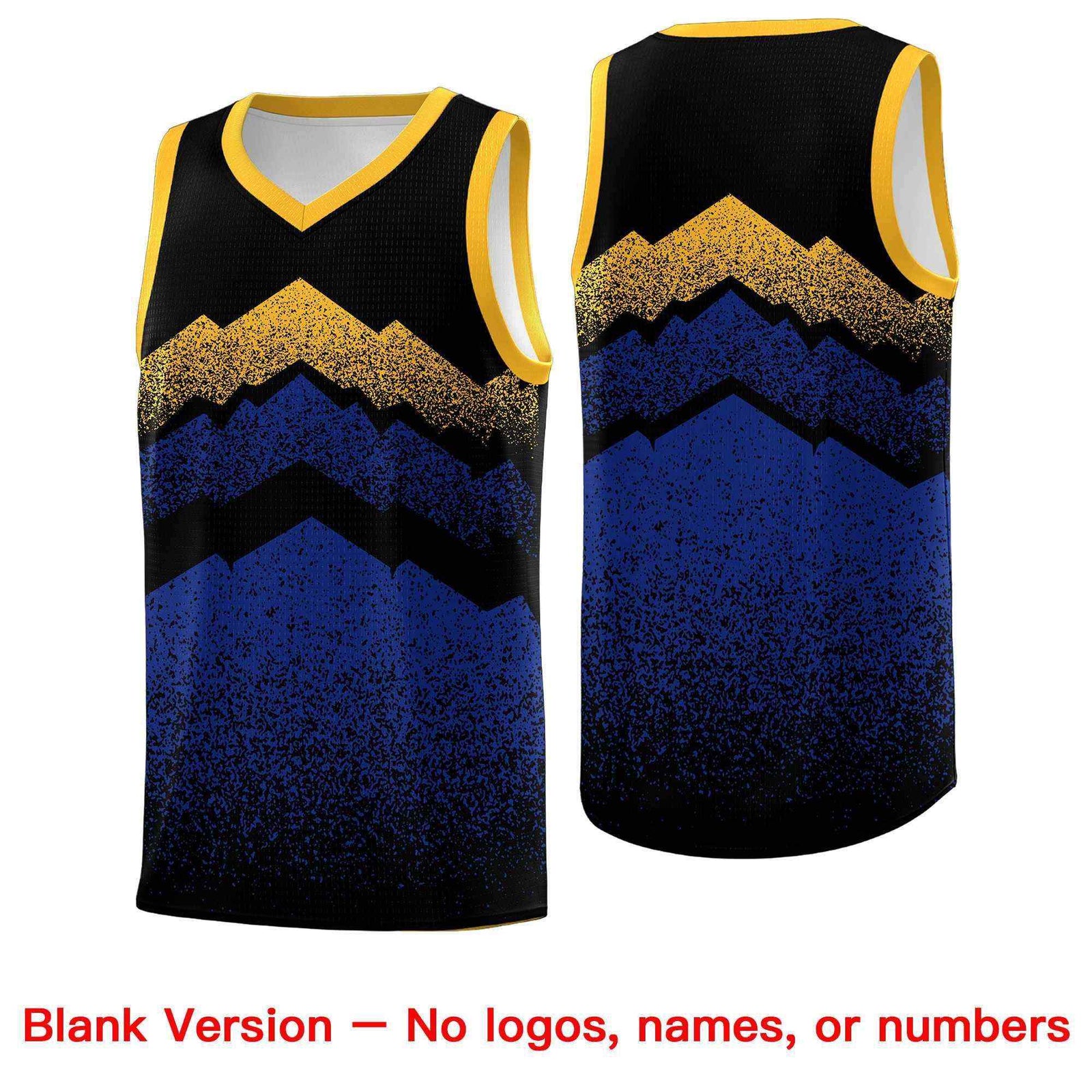 Personalized Youth Basketball Jerseys Black Royal Gradient Mountain Design Uniforms