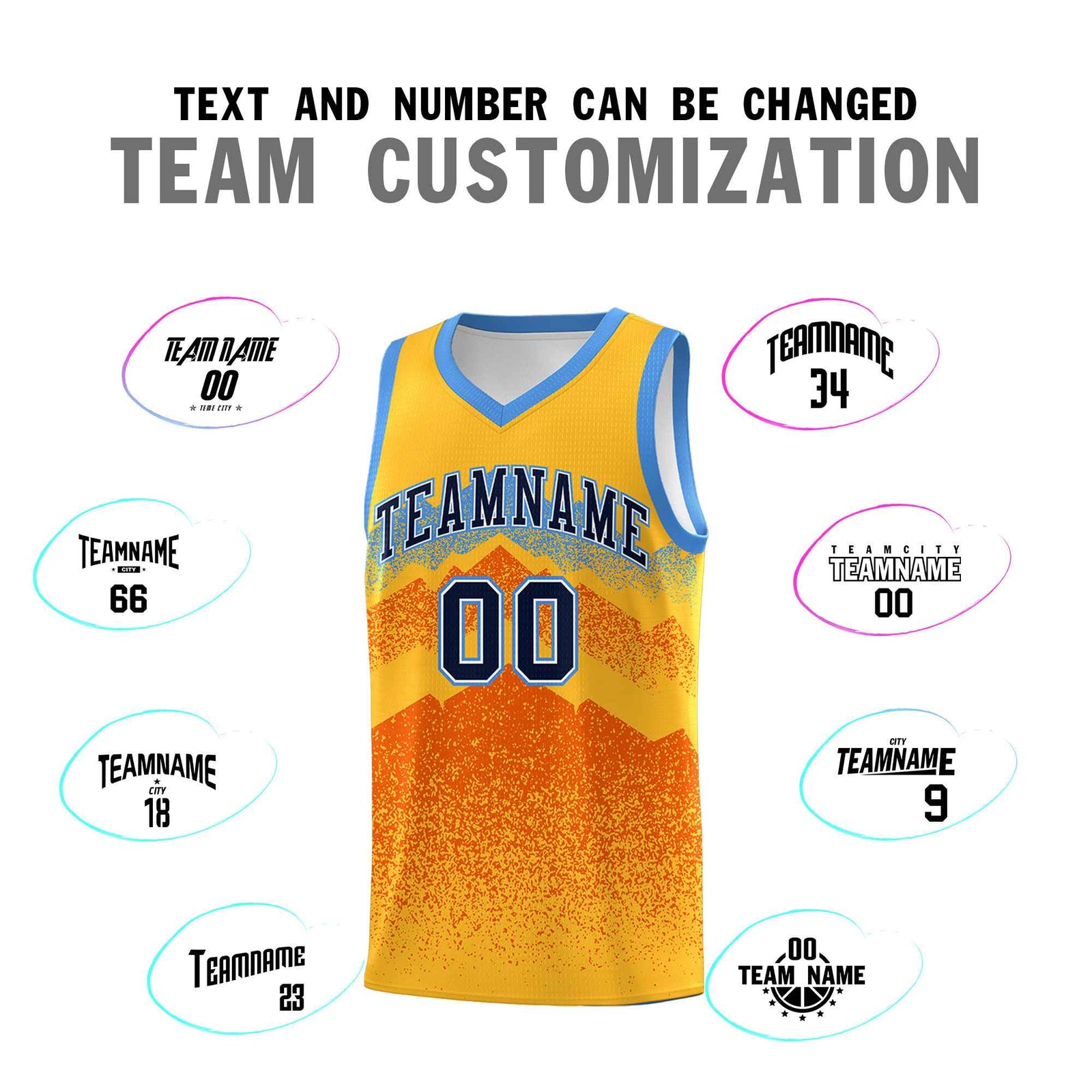 Custom Youth Basketball Jerseys Gold Orange Gradient Mountain Design Uniforms
