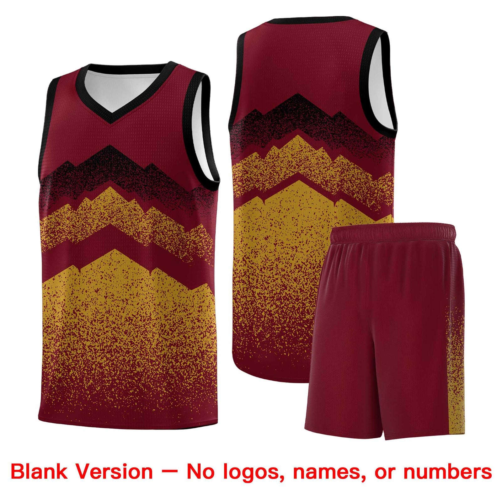 Personalized Youth Basketball Jerseys Crimson Old Gold Gradient Mountain Design Uniforms
