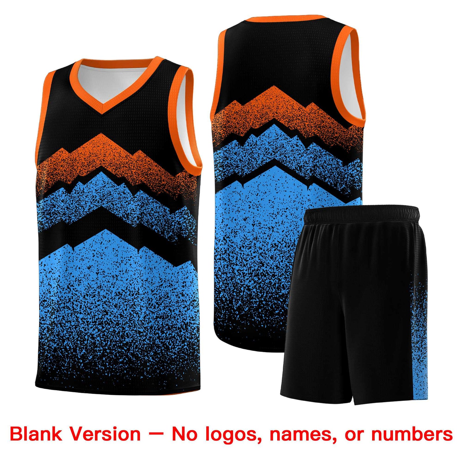 Personalized Youth Basketball Jerseys Black Powder Blue Gradient Mountain Design Uniforms