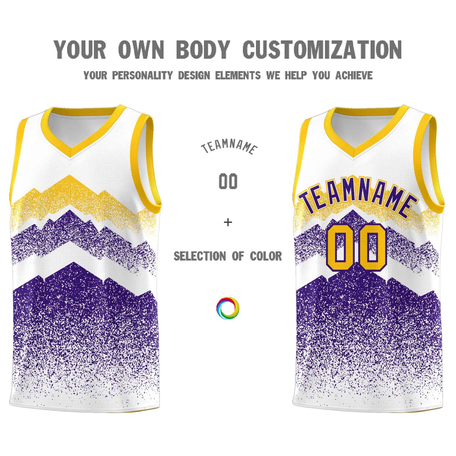 Custom Youth Basketball Jerseys White Purple Gradient Mountain Design Uniforms