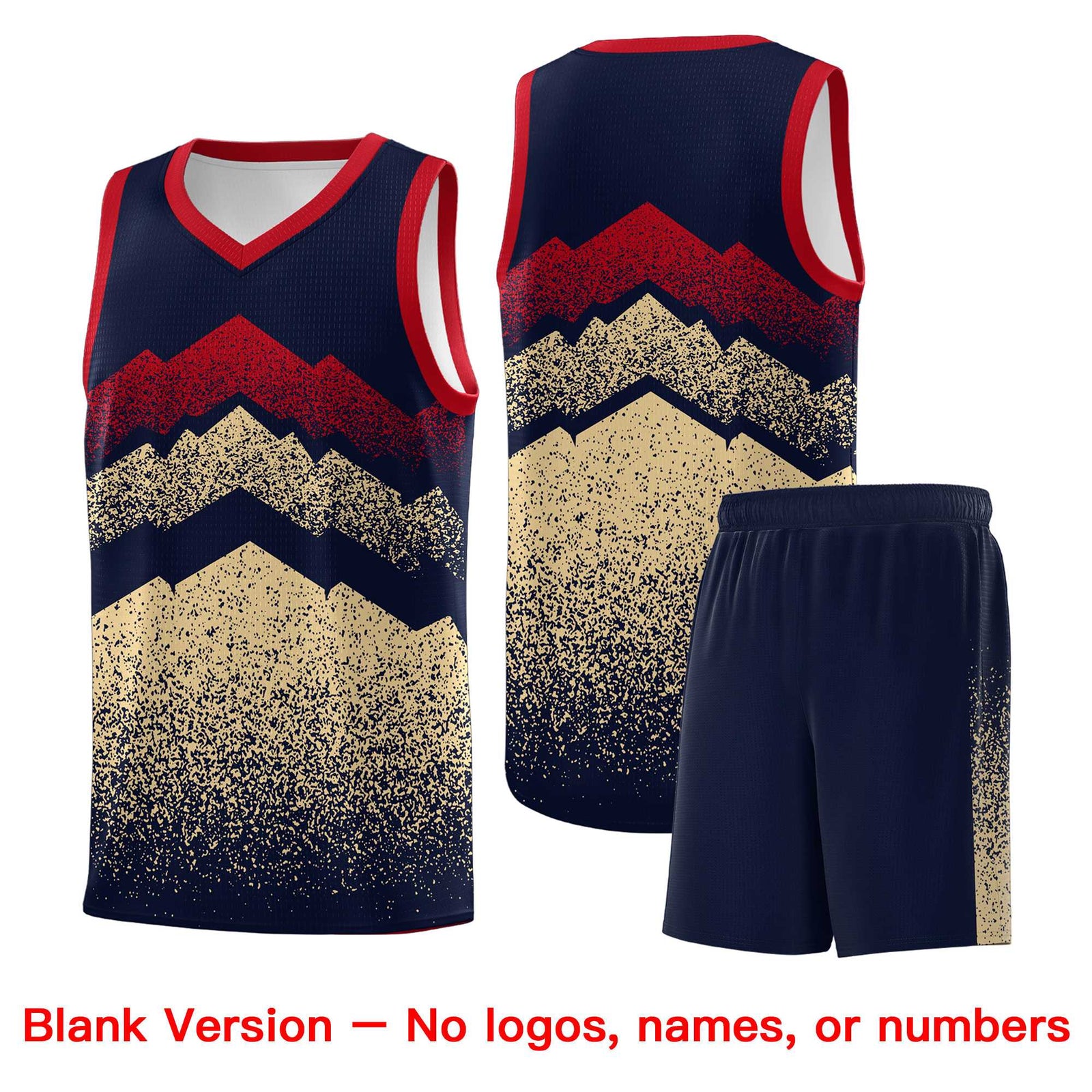 Personalized Youth Basketball Jerseys Navy Khaki Gradient Mountain Design Uniforms